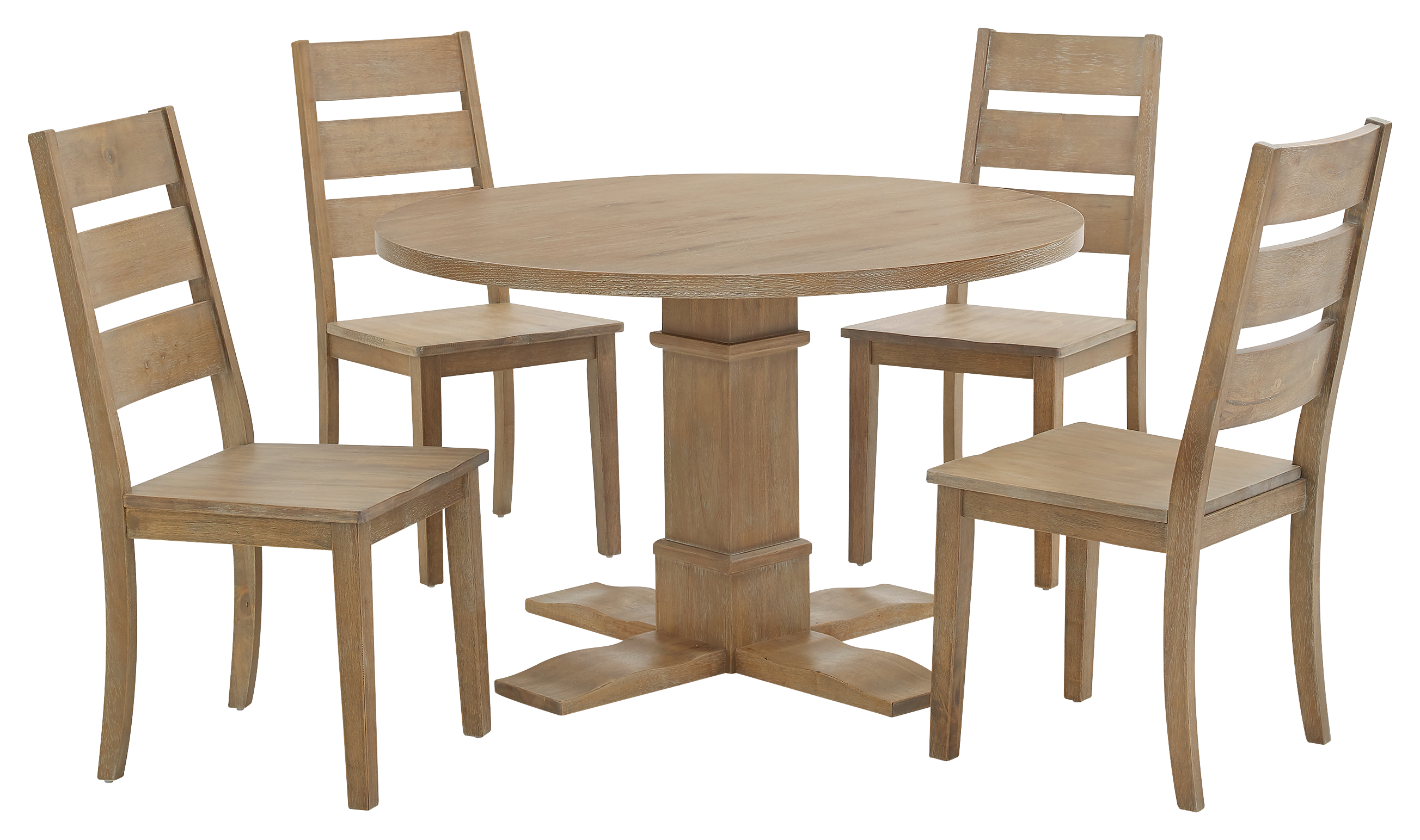 Image of Crosley Joanna 5-Piece Round Dining Set with Ladder-Back Chairs