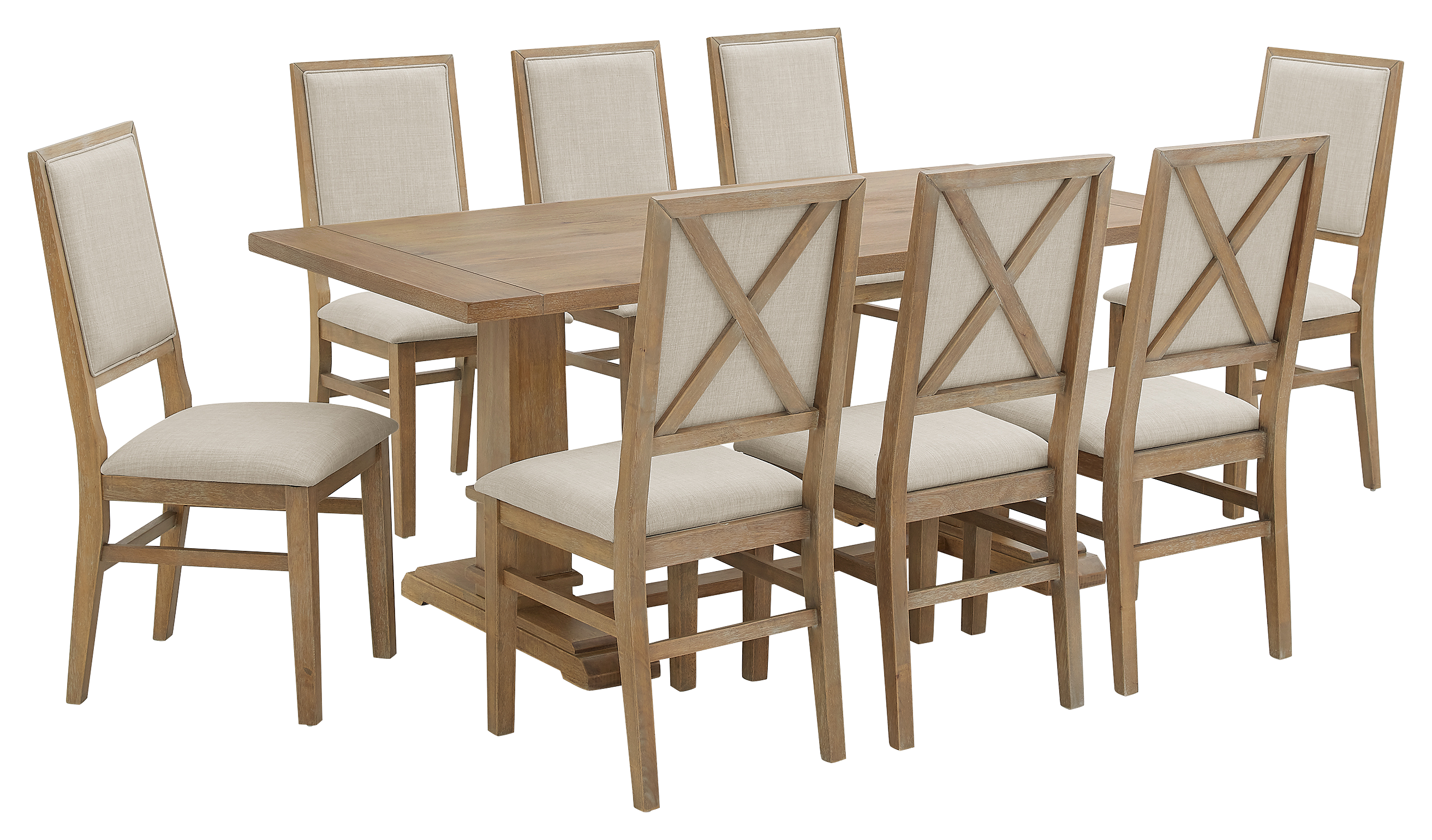 Image of Crosley Joanna 9-Piece Dining Set with Upholstered Chairs