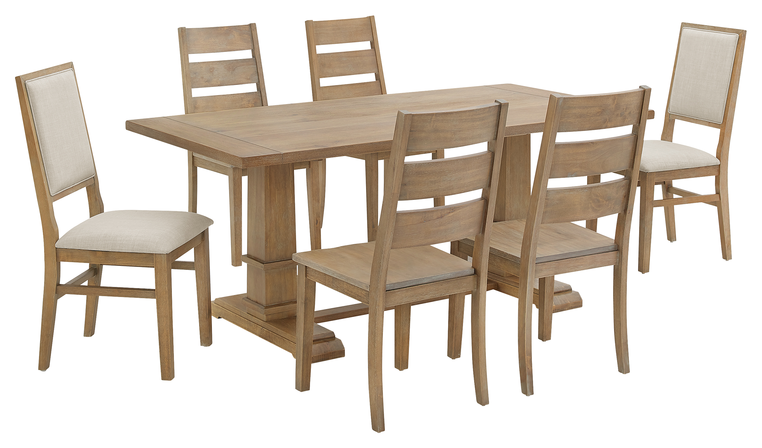 Image of Crosley Joanna 7-Piece Dining Set with 4 Ladder Back and 2 Upholstered Chairs