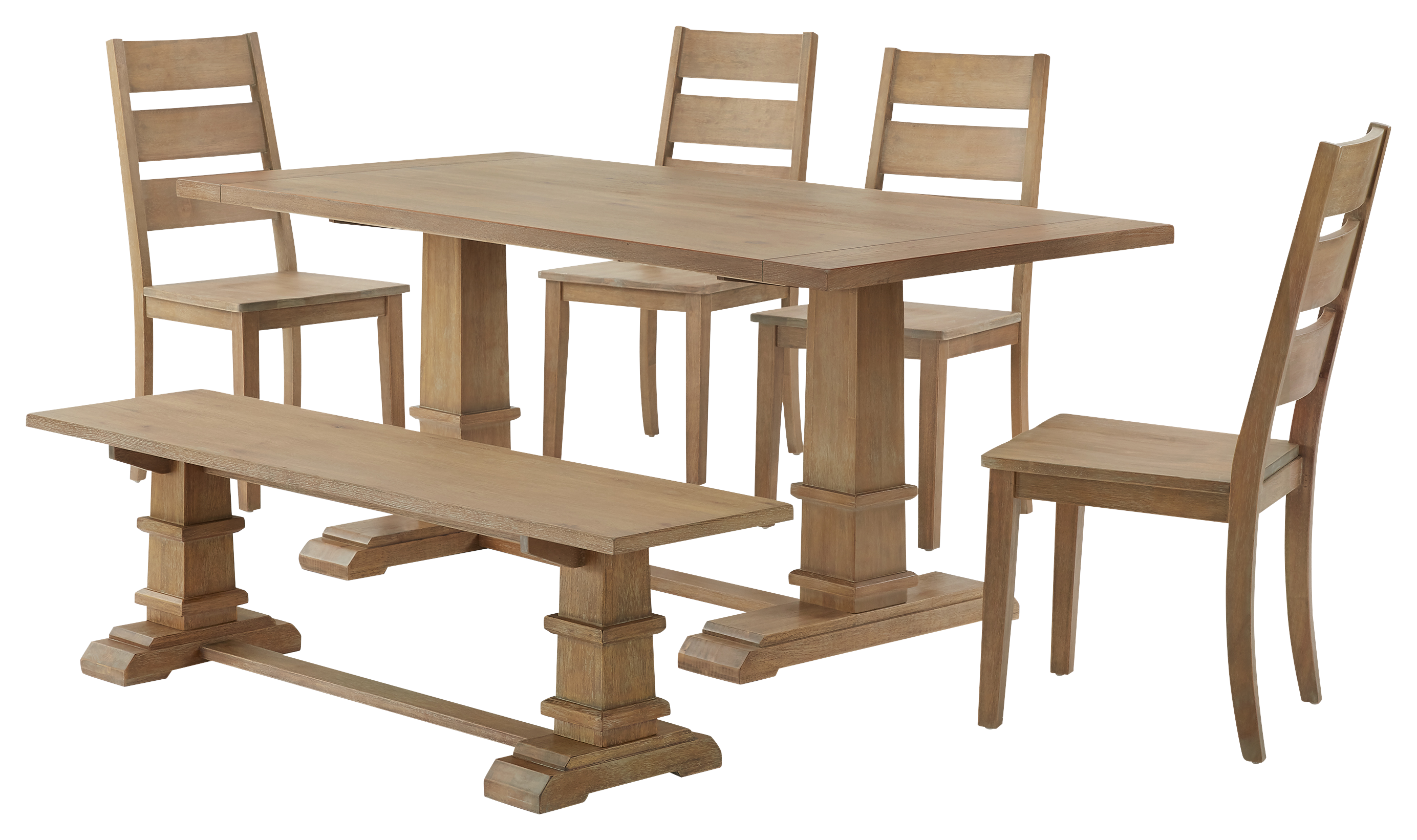 Image of Crosley Joanna 6-Piece Dining Set with Bench and 4 Ladder Back Chairs