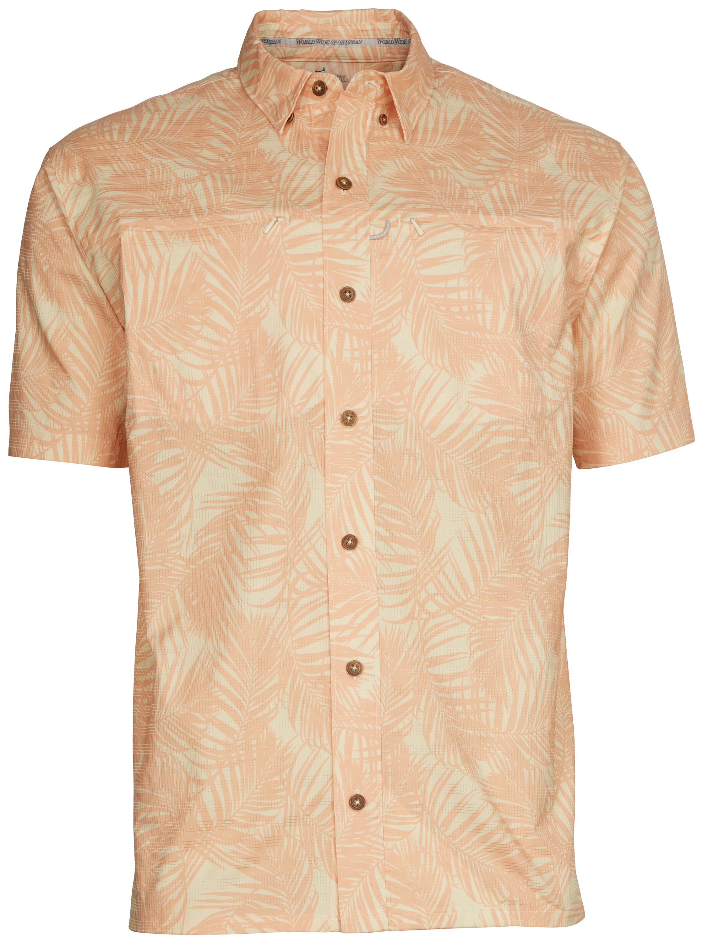 World Wide Sportsman Seacrest Print Short-Sleeve Button-Down Shirt for Men - Apricot Palms - S