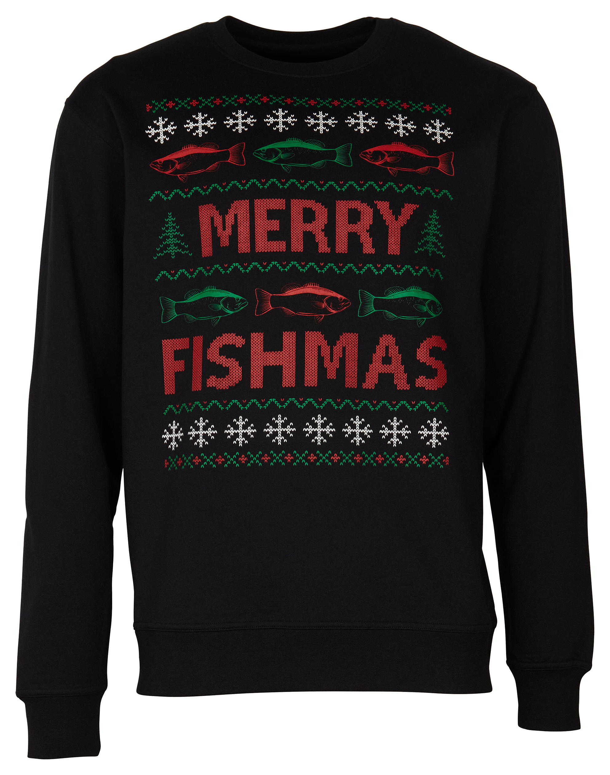 Bass Fish Eating Gingerbread Man Ugly Christmas Fishing Tie-Dye T-Shirt