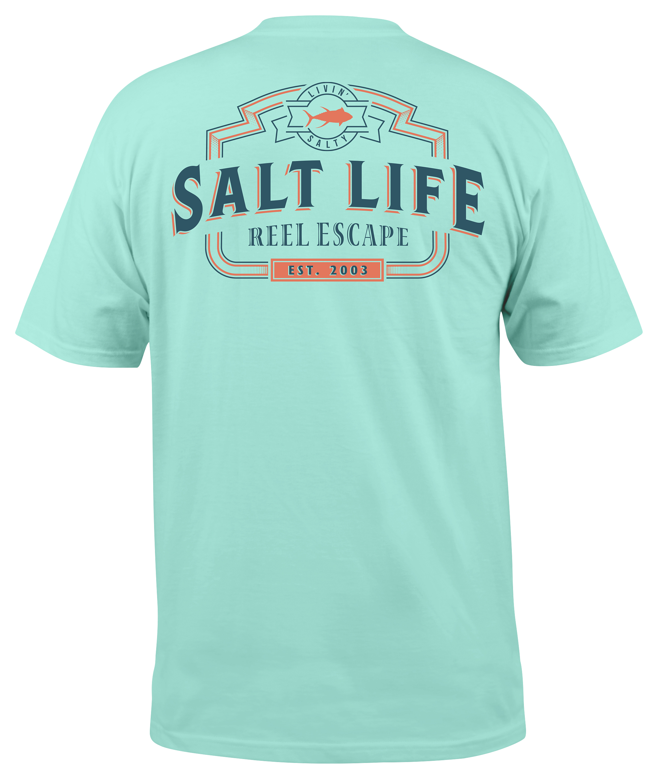 Image of Salt Life Reel Escape Short-Sleeve Pocket T-Shirt for Men - Aruba Blue - S