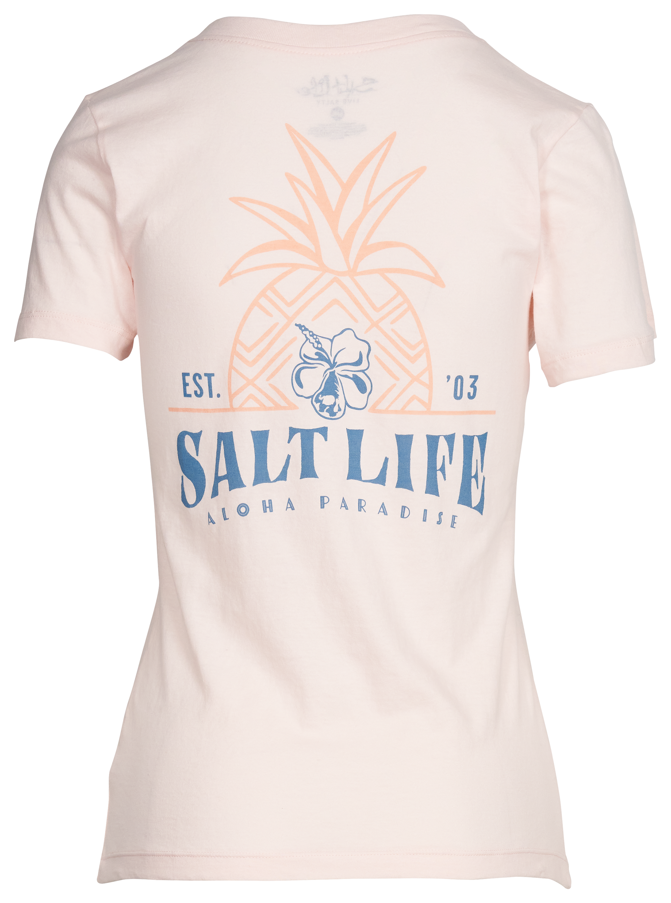 Image of Salt Life Pineapple Resort V-Neck Short-Sleeve T-Shirt for Ladies - Pink Pearl - M