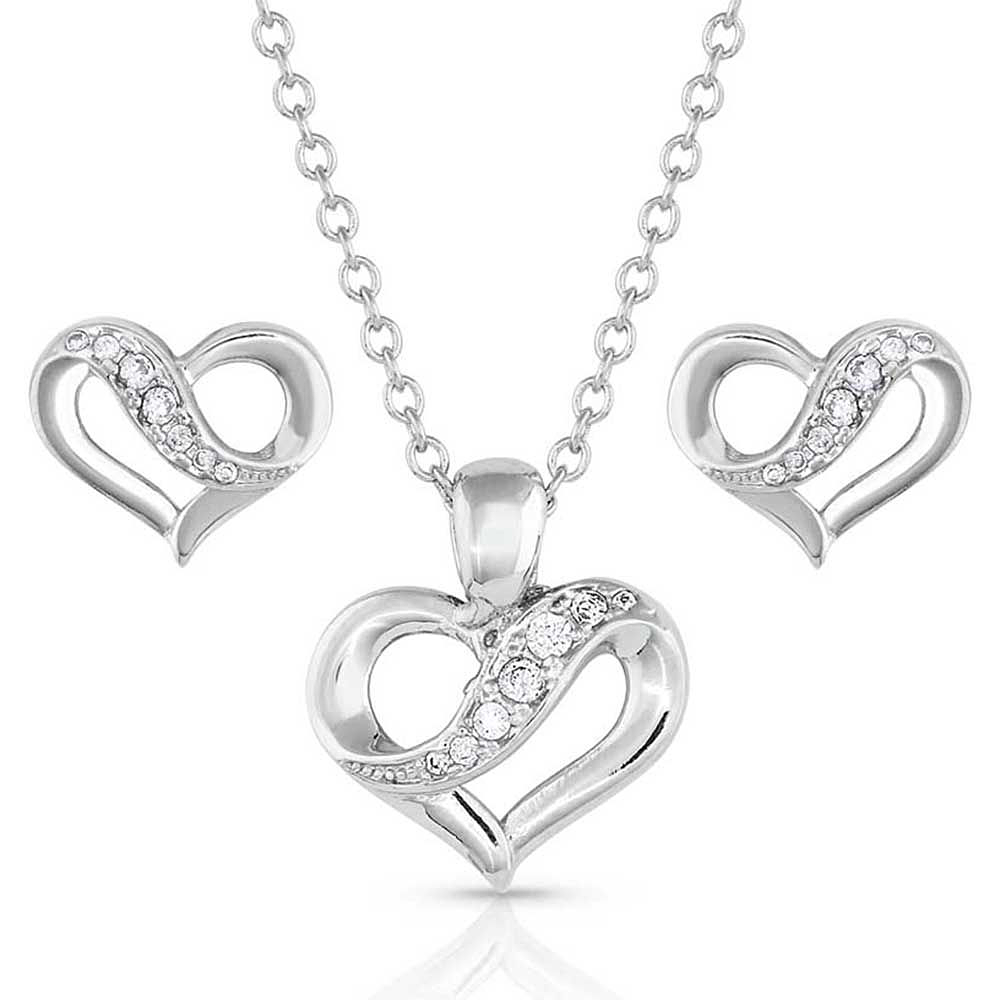 Image of Montana Silversmiths Ribbon 'Round My Heart Necklace and Earrings Jewelry Set