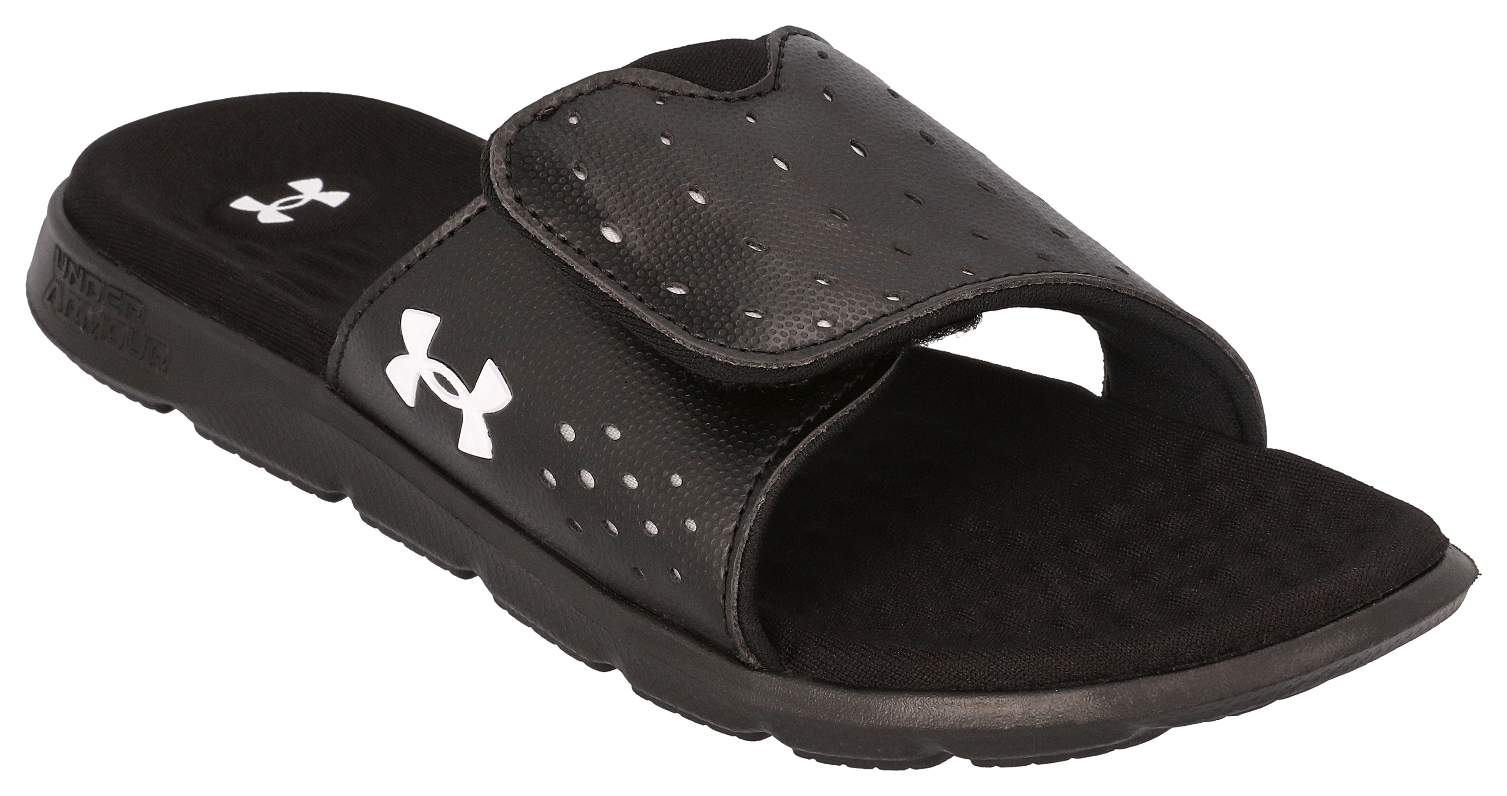 Image of Under Armour Ignite 7 Slide Sandals for Ladies - Black/Black/White - 7M