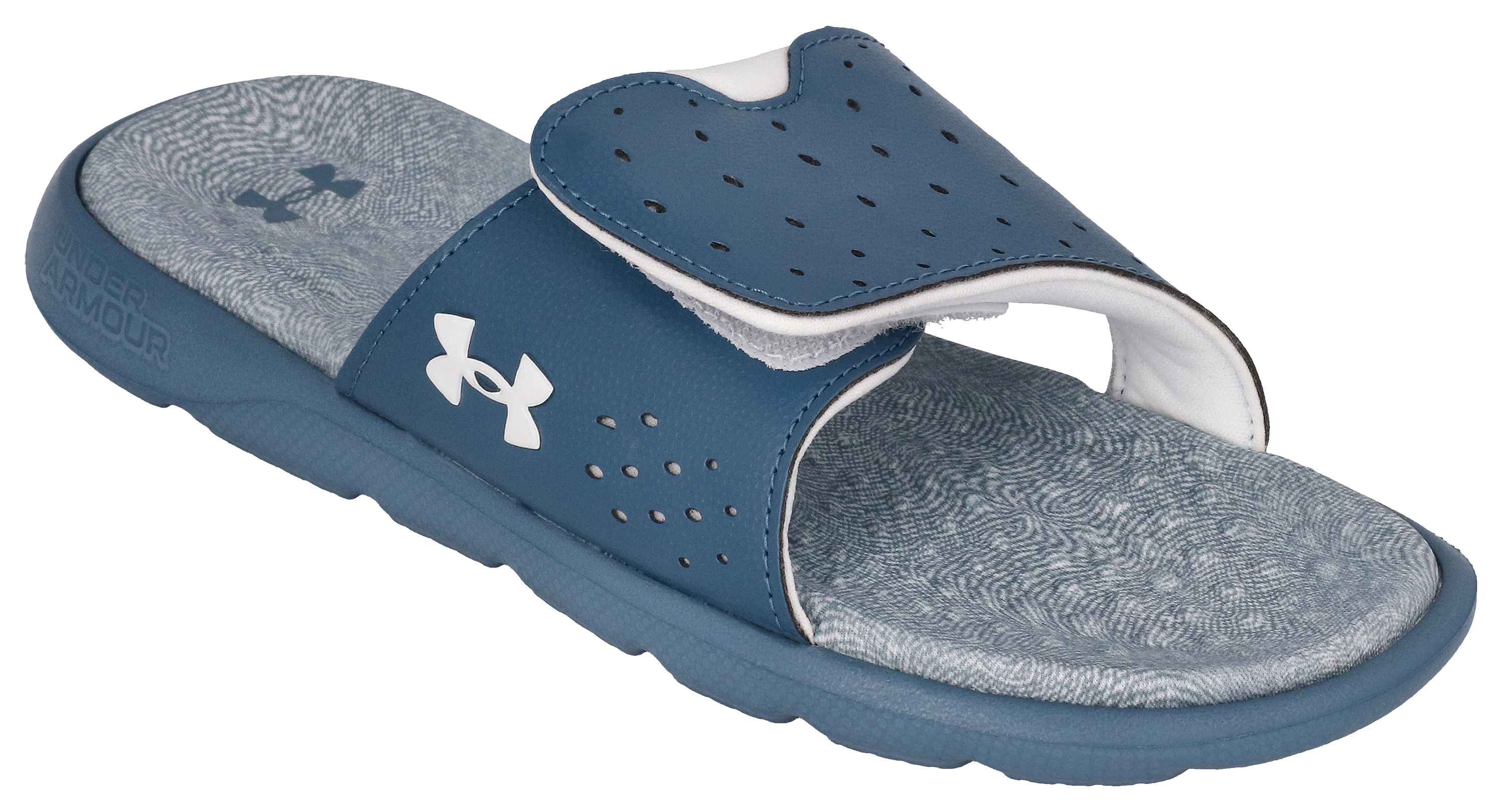 Image of Under Armour Ignite 7 Graphic Footbed Slide Sandals for Ladies - Static Blue/Static Blue/Gray Mist - 10M