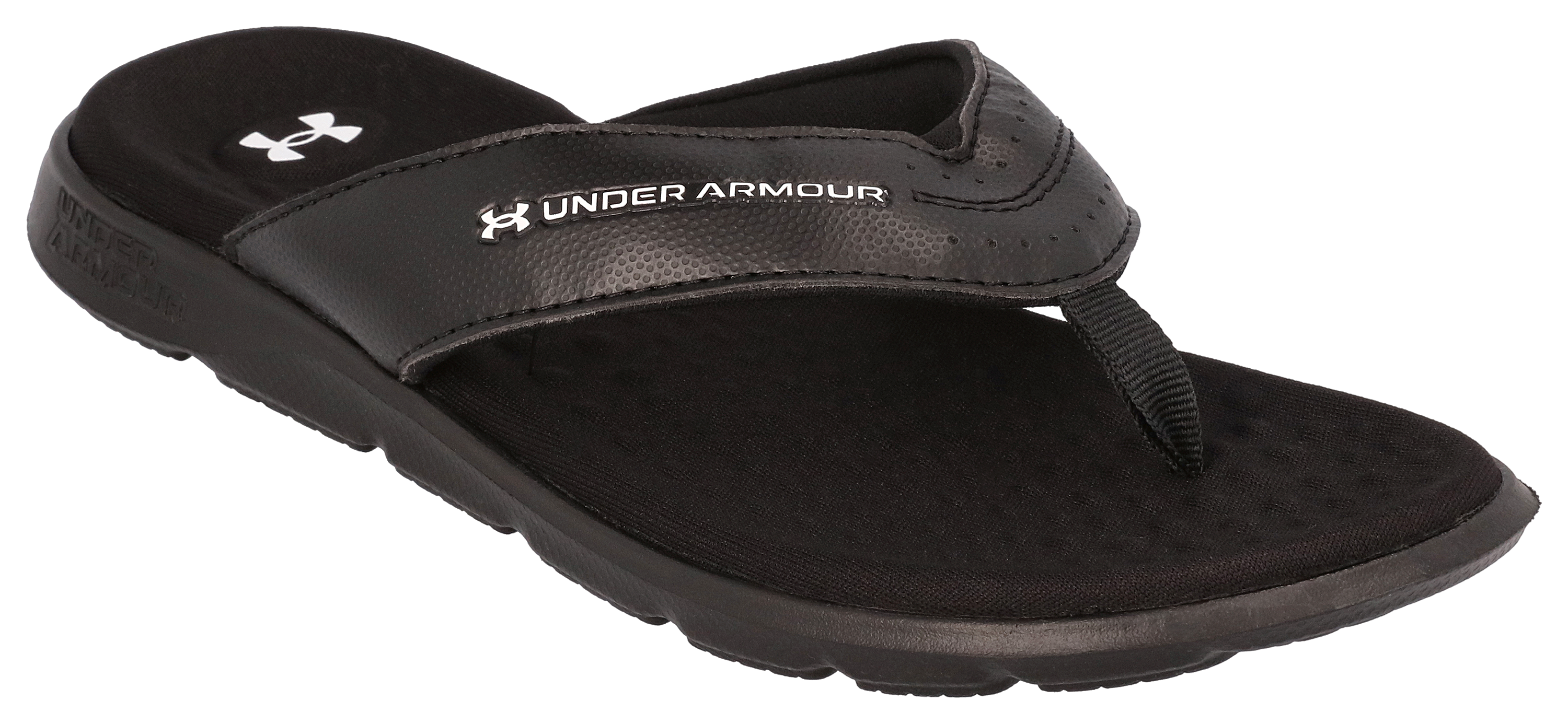 Image of Under Armour Ignite Marbella Thong Sandals for Ladies - Black/Black/White - 7M