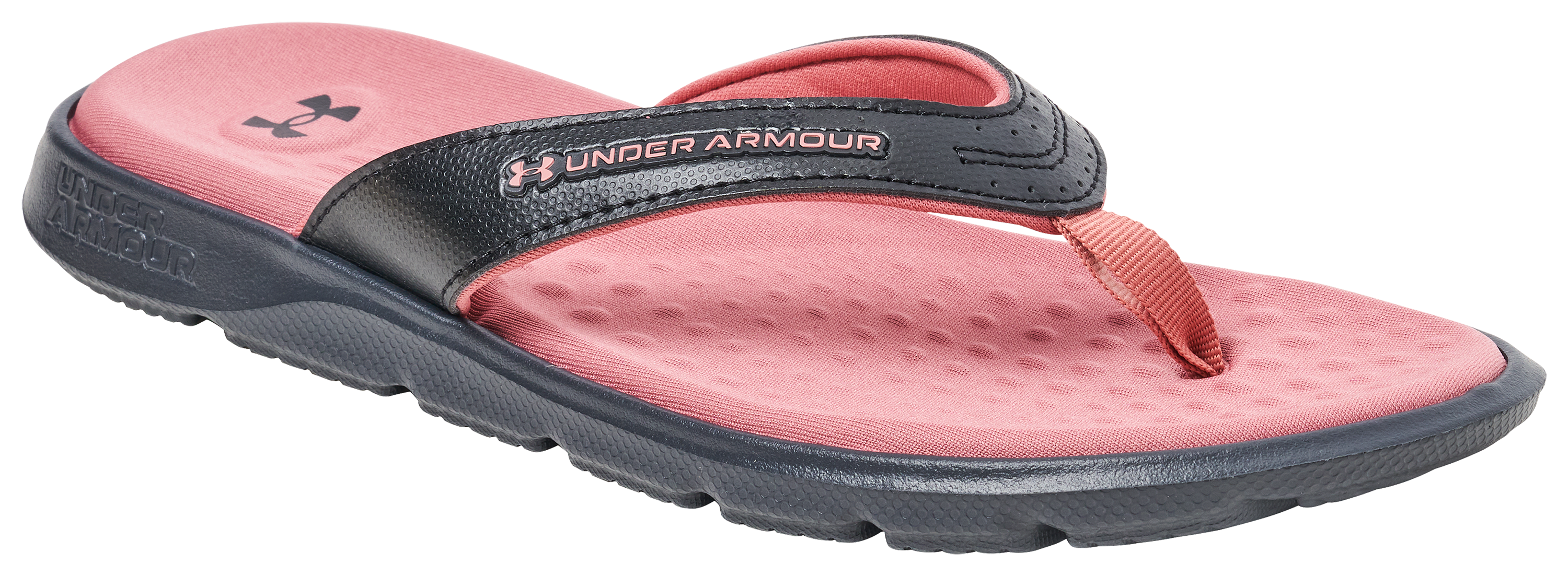 Image of Under Armour Ignite Marbella Thong Sandals for Ladies - Black/Red Fusion/Red Fusion - 6M