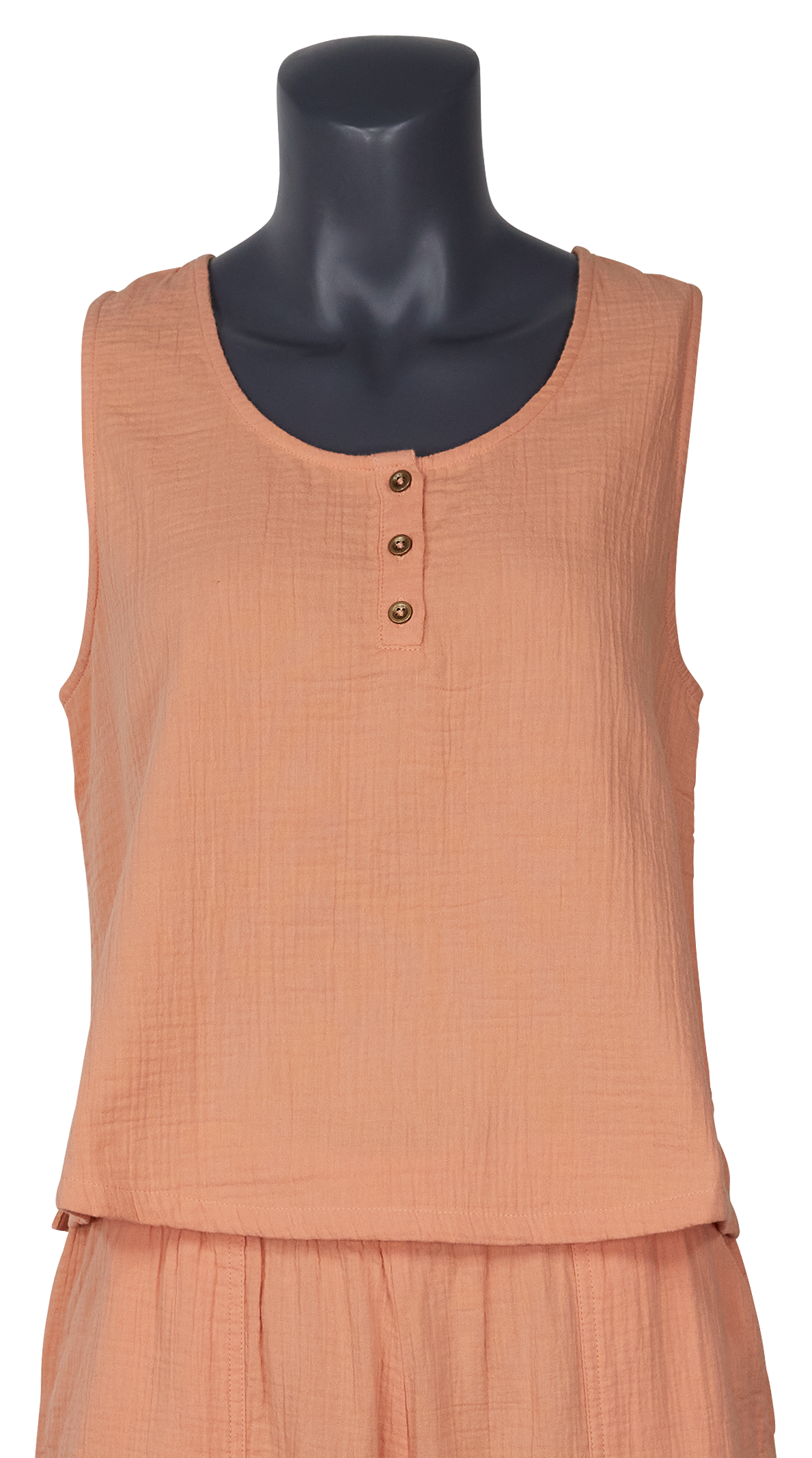 Natural Reflections Double Cloth Henley Tank Top for Ladies - Canyon Sunset - XL