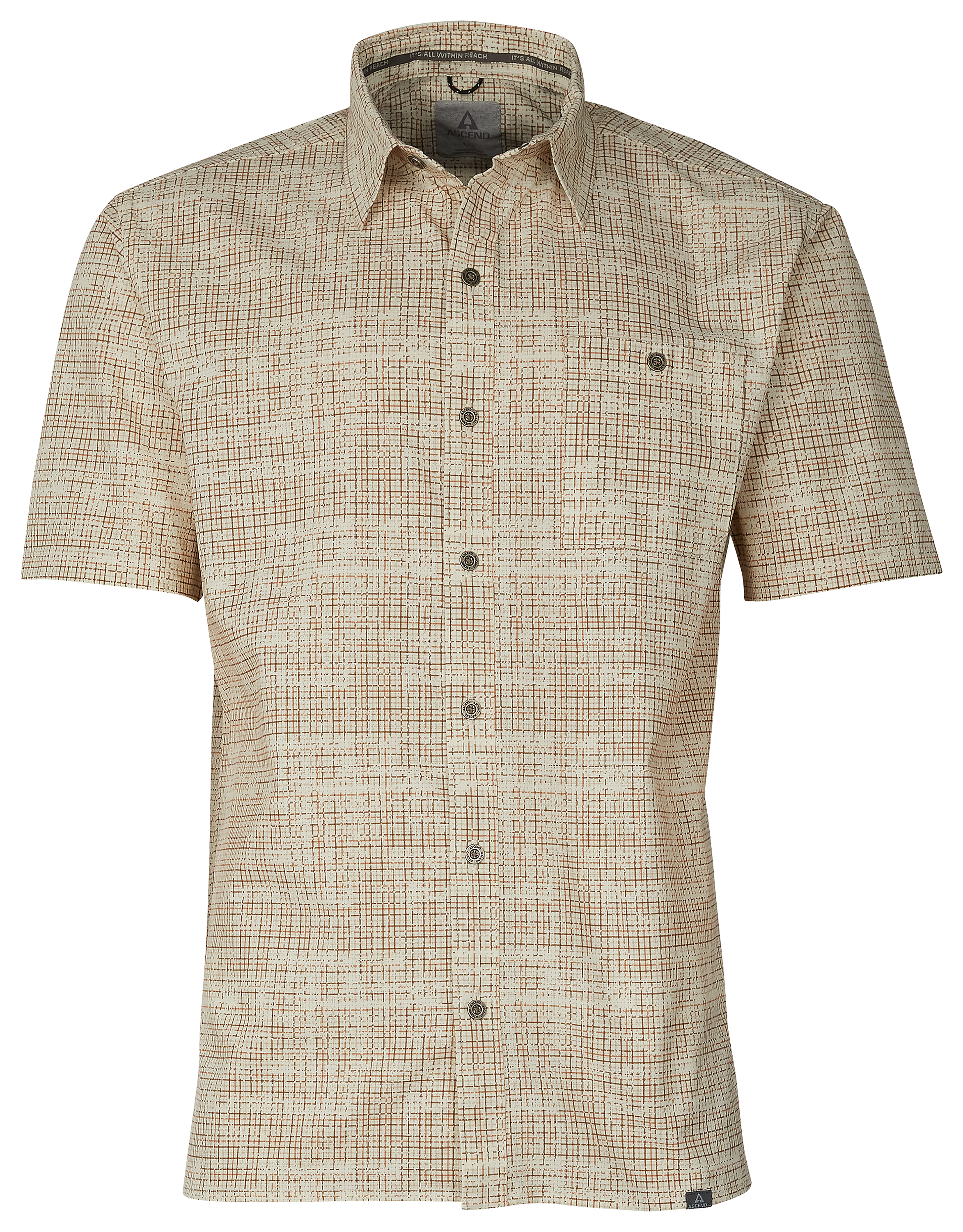 Ascend Zepher Print Short-Sleeve Button-Down Shirt for Men - Cork Print - S