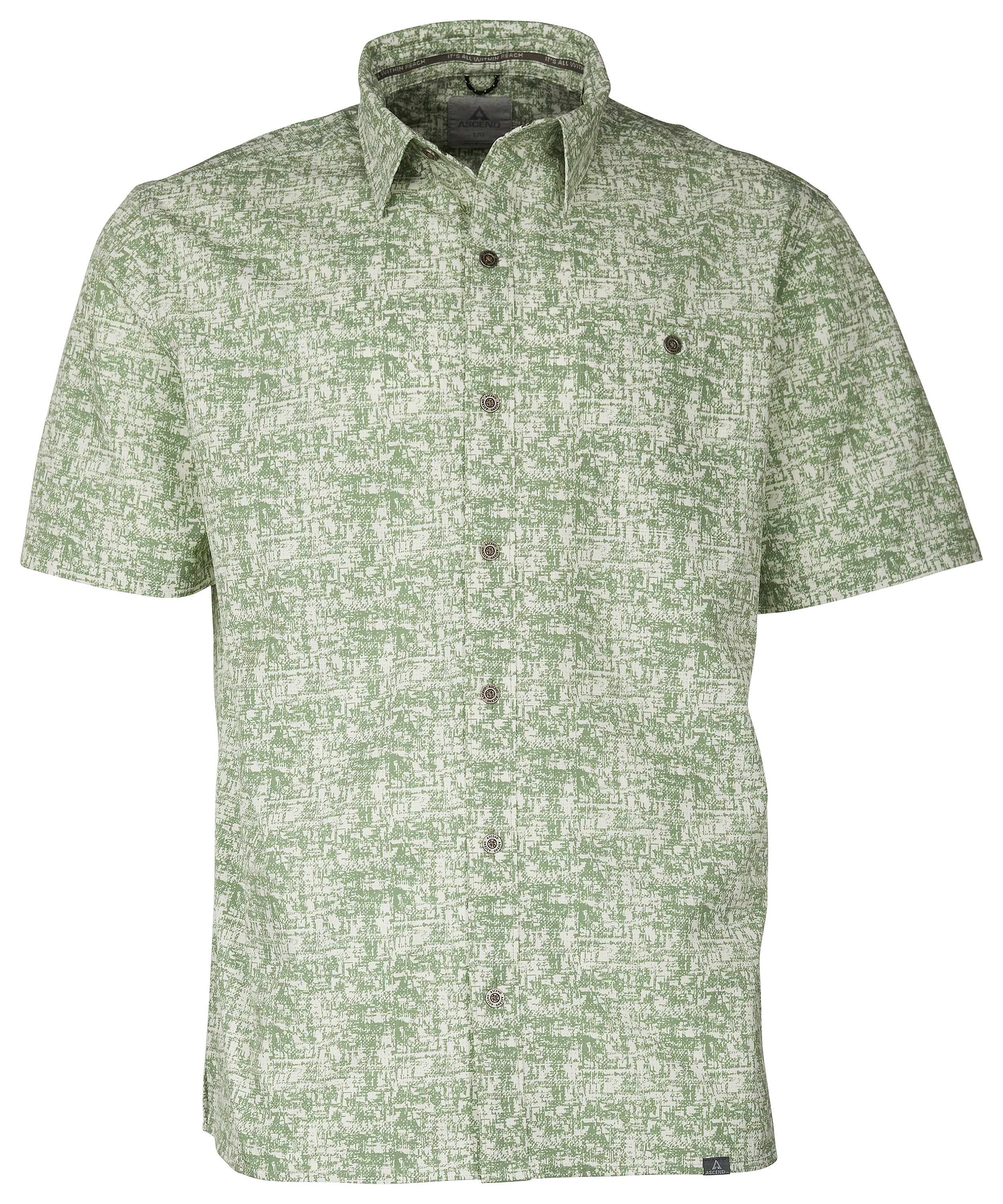 Ascend Zepher Print Short-Sleeve Button-Down Shirt for Men - Loden Frost - 