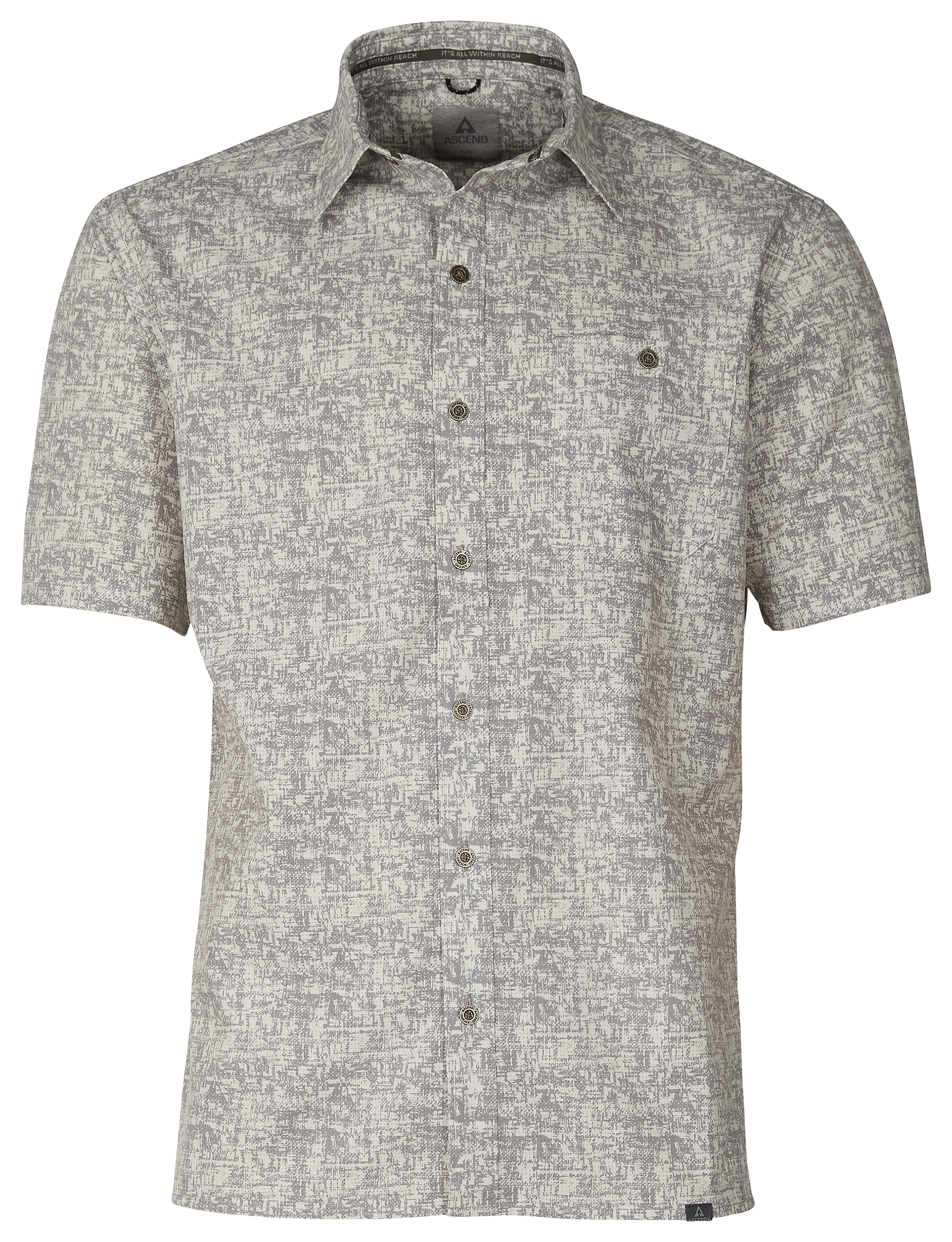 Ascend Zepher Print Short-Sleeve Button-Down Shirt for Men - Gull Static - 