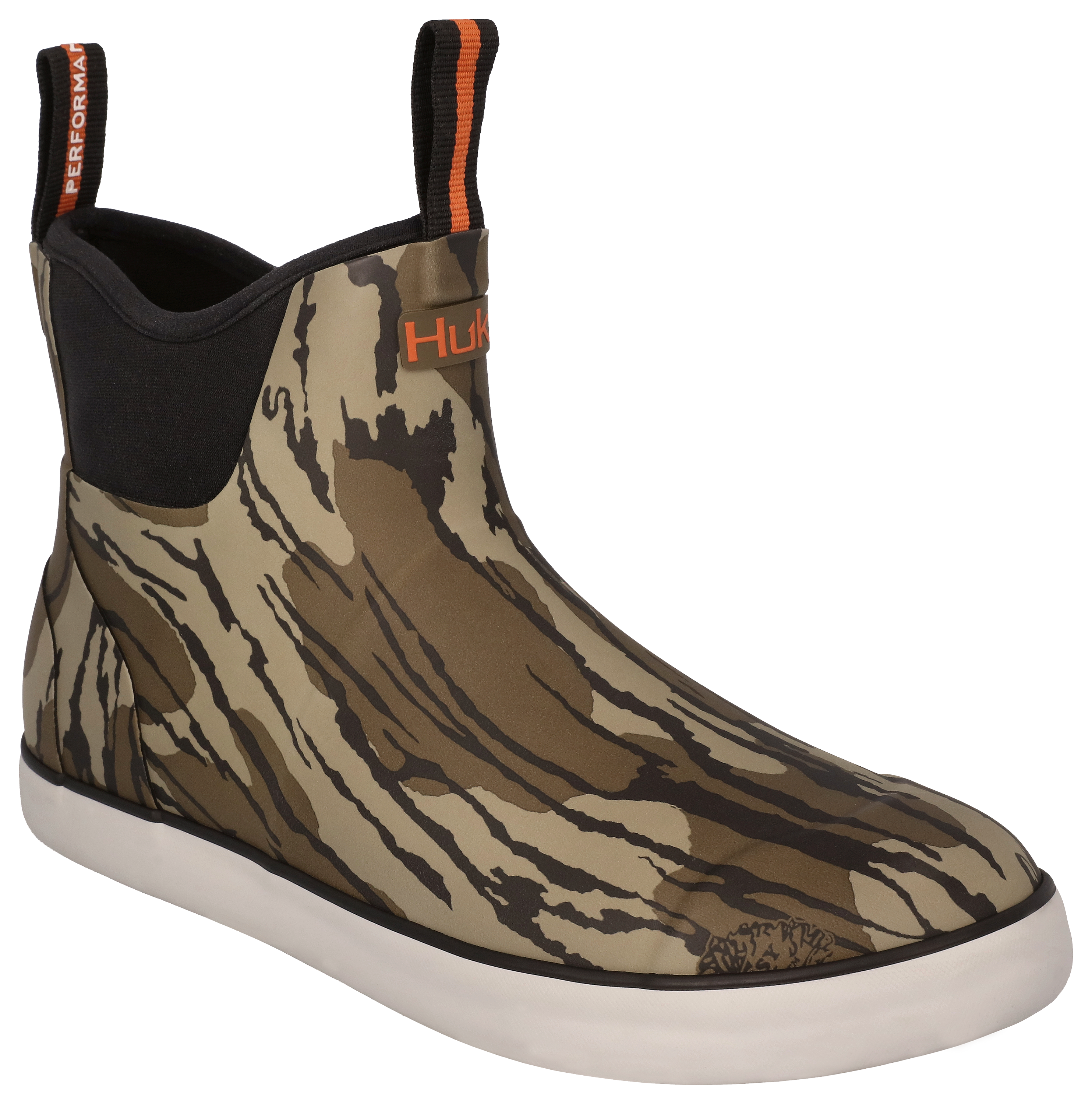 Image of Huk Rogue Wave Deck Boots for Men - Mossy Oak Original Bottomland - 9M