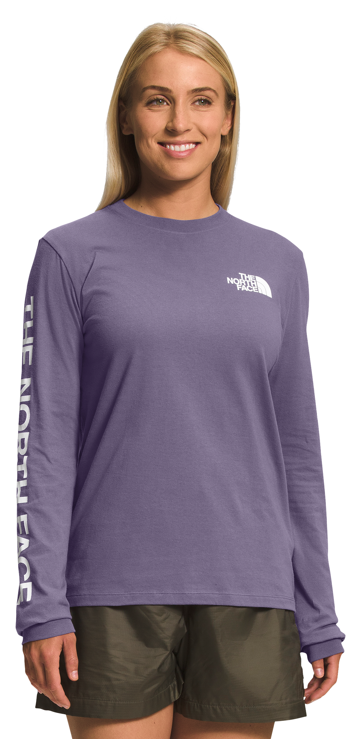The North Face Hit Graphic Long-Sleeve T-Shirt for Ladies - Lunar Slate/TNF White - S