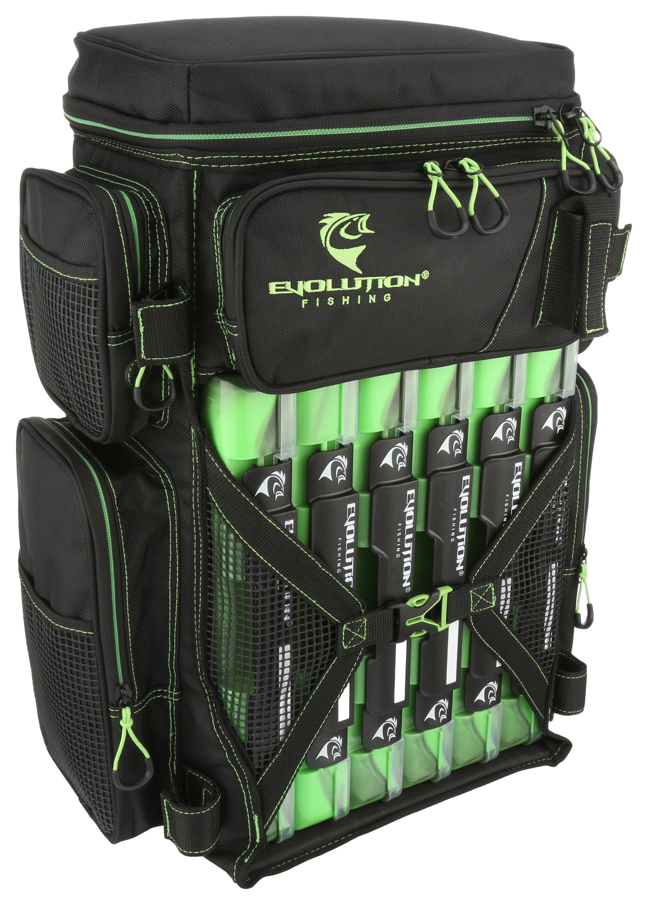  Evolution Fishing Largemouth 3700 Tackle Backpack - 18 in,  Water Camouflage, Outdoor Carry Bag w/ 2 Fishing Trays, Plier Holster,  Tackle Box Storage, Fishing Backpack : Sports & Outdoors