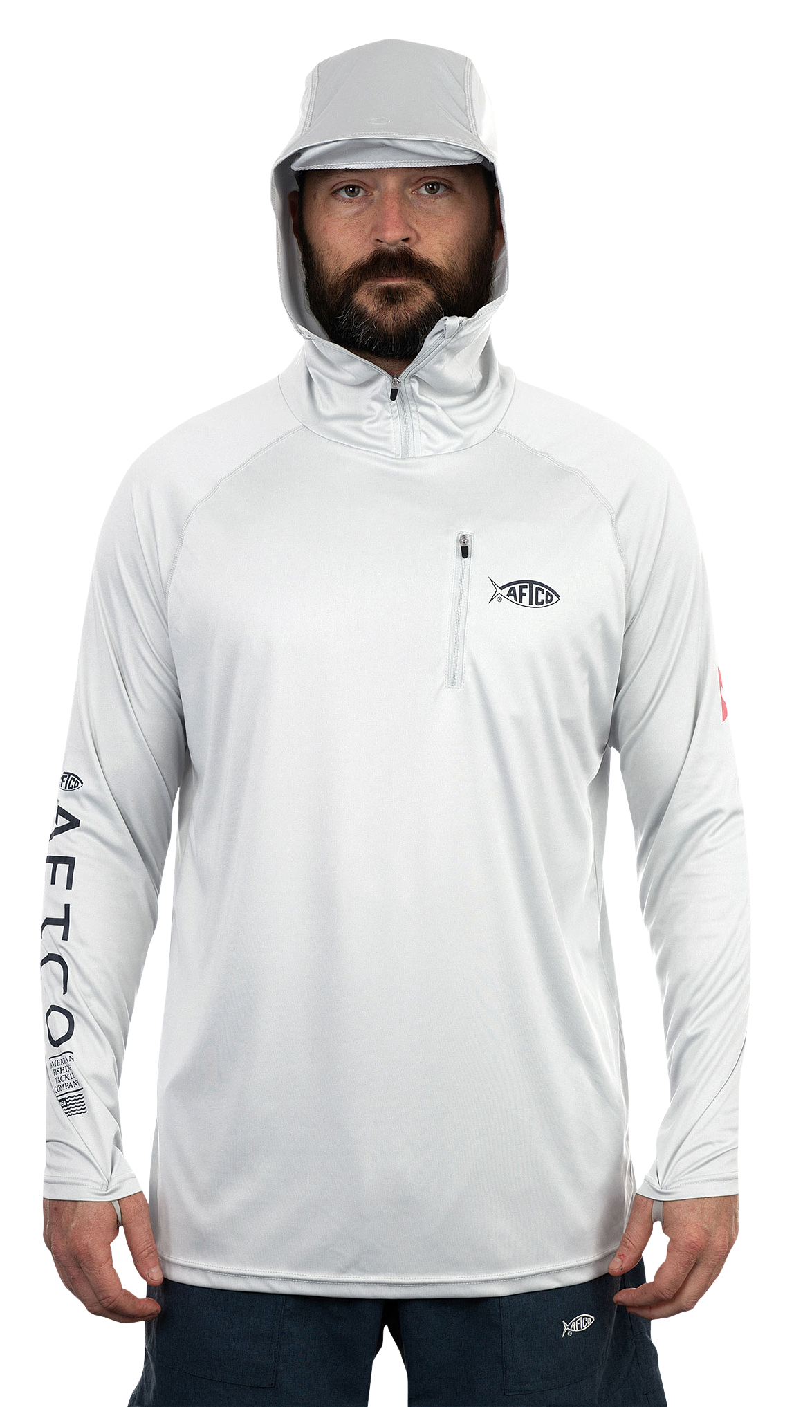 AFTCO Jason Christie Hooded Performance Long-Sleeve Shirt for Men - Gray - 