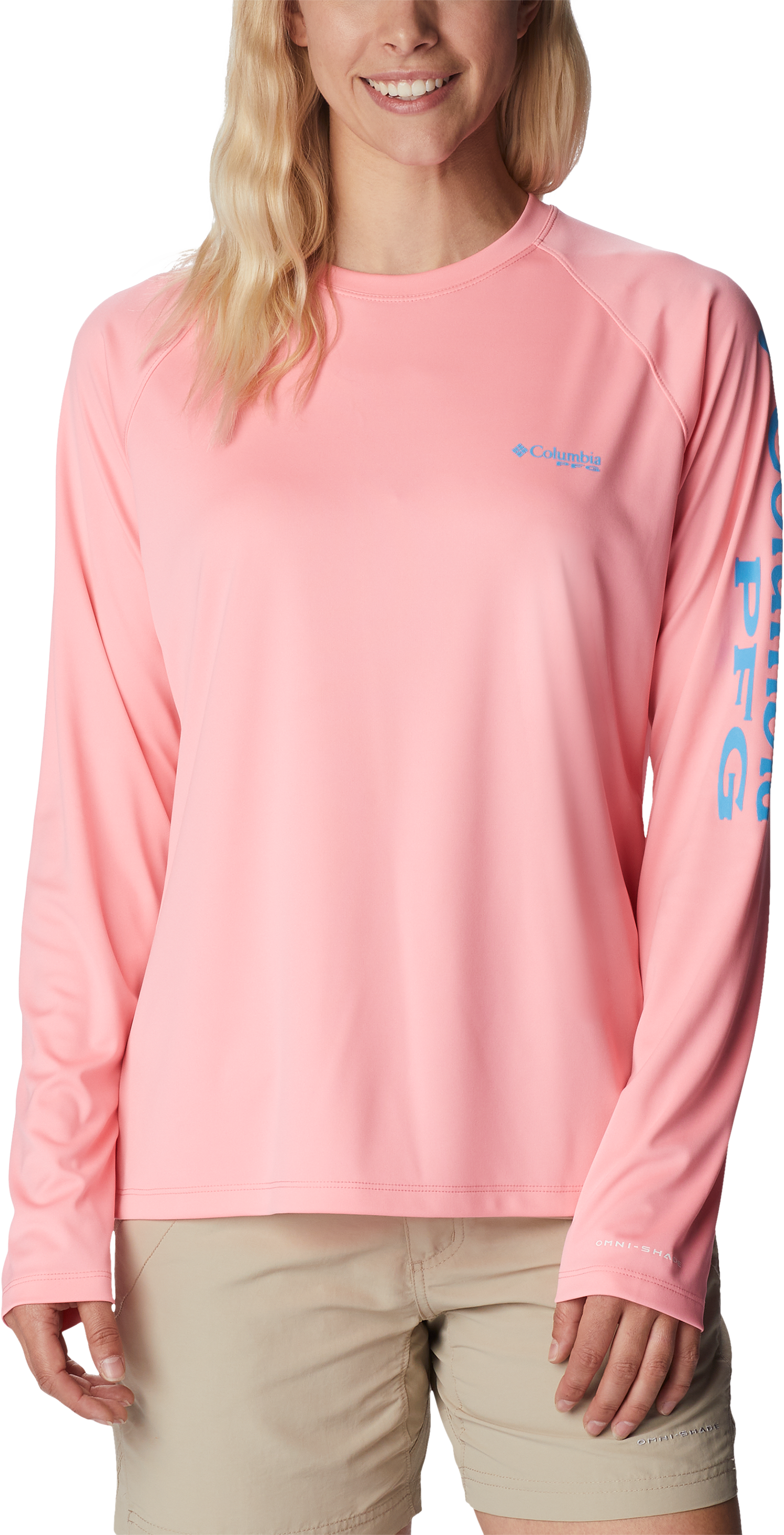 Columbia PFG Tidal Tee II Long-Sleeve T-Shirt for Ladies - Pink Pop/Riptide