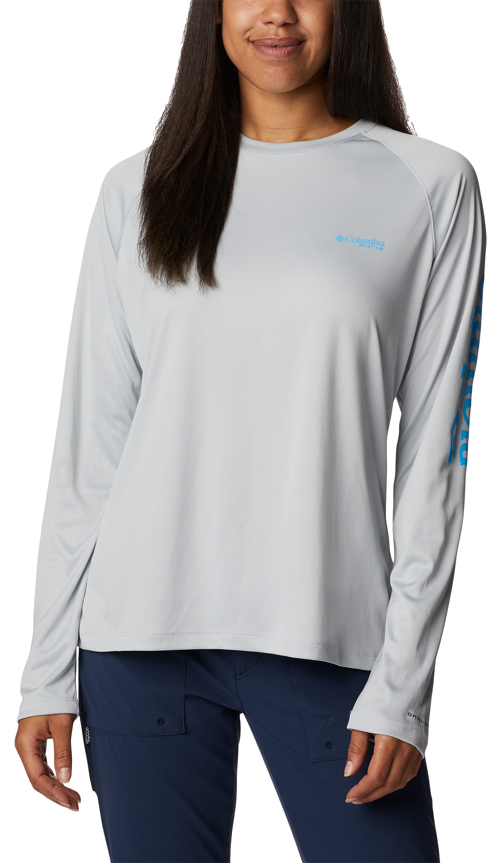 Columbia PFG Tidal Tee II Long-Sleeve T-Shirt for Ladies - Cool Grey/Riptid