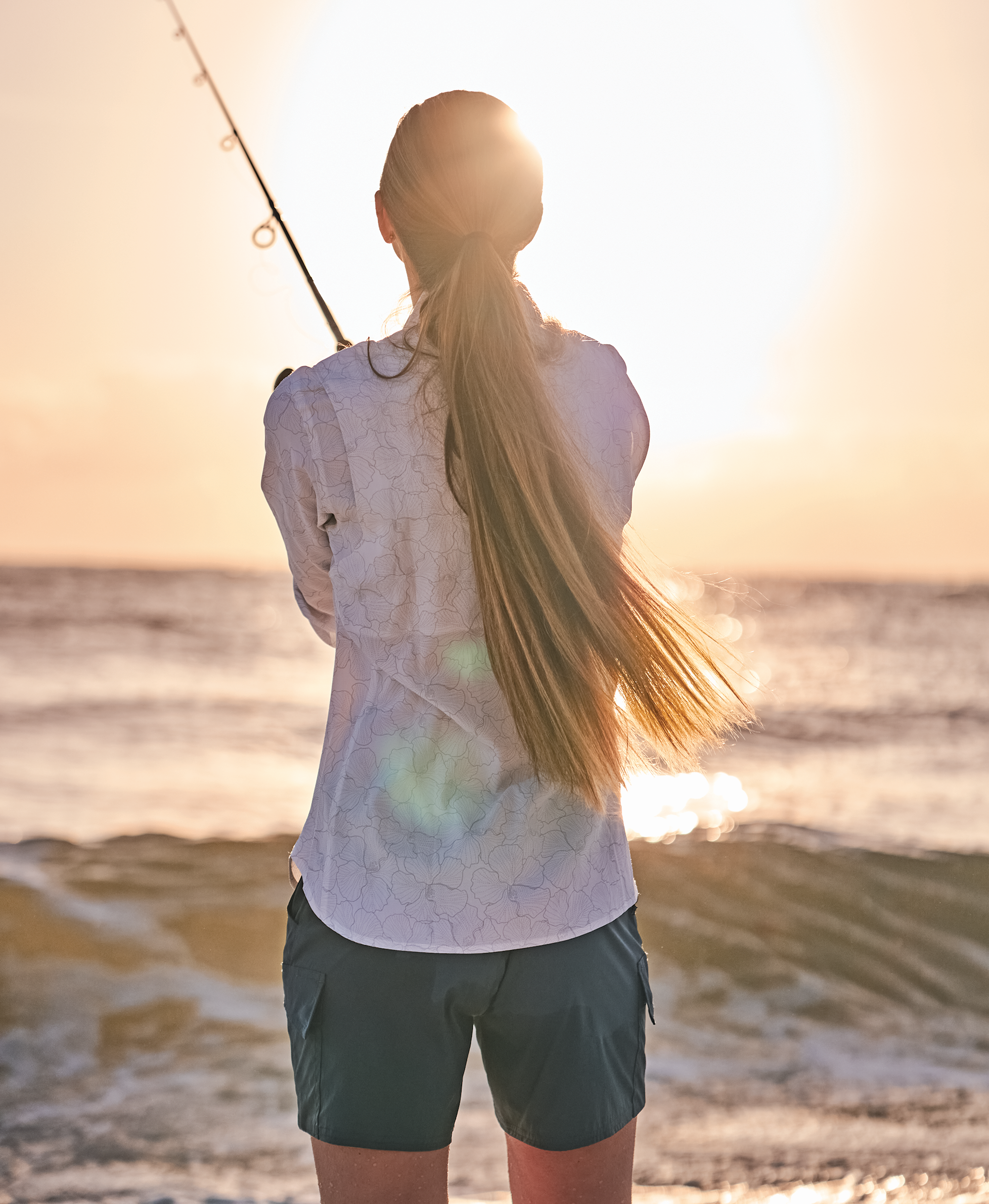 World Wide Sportsman Marina Long-Sleeve Shirt for Ladies - White Hibiscus -