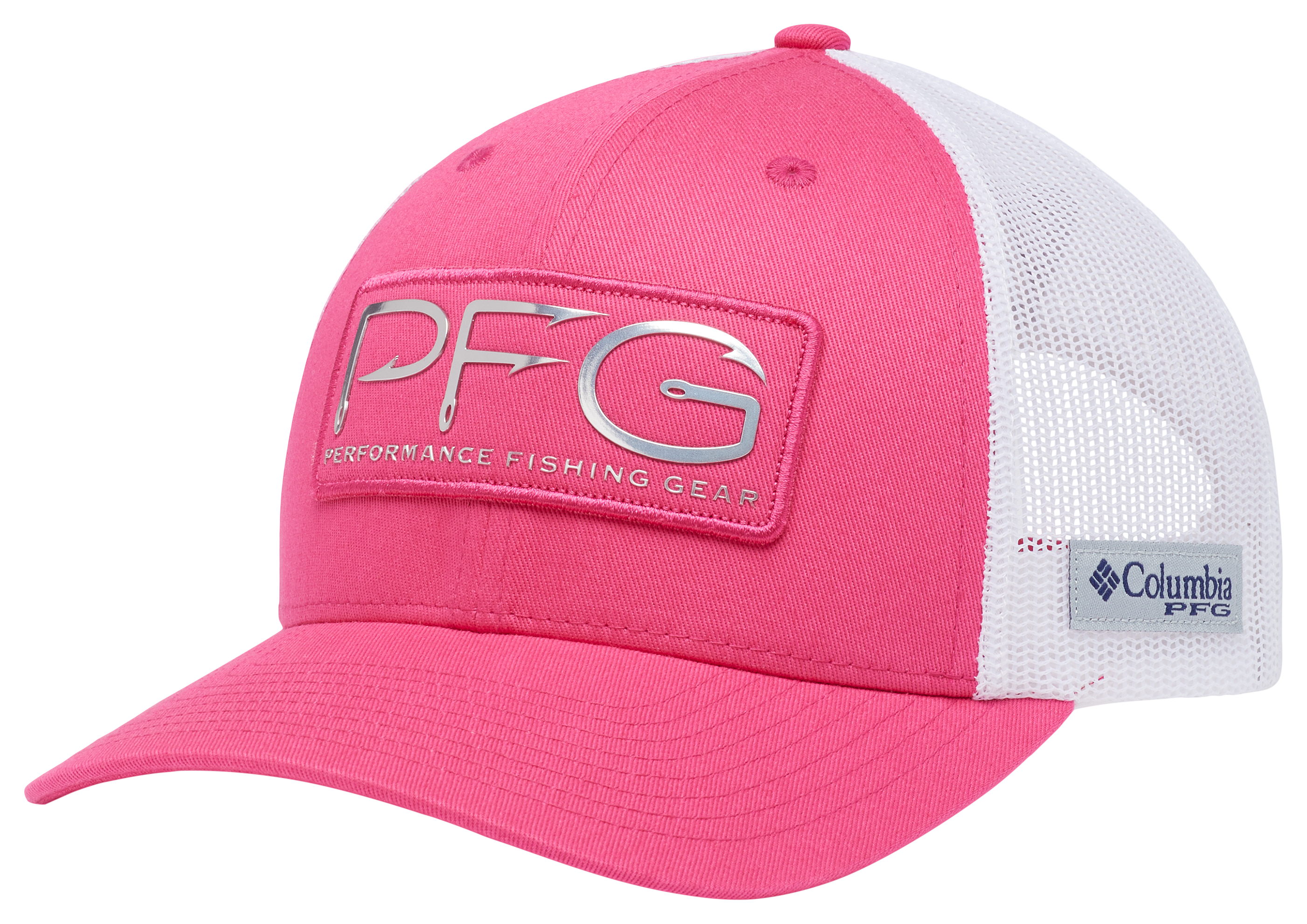Columbia PFG Mesh Ball Cap for Ladies - Ultra Pink/White/PFG Hooks