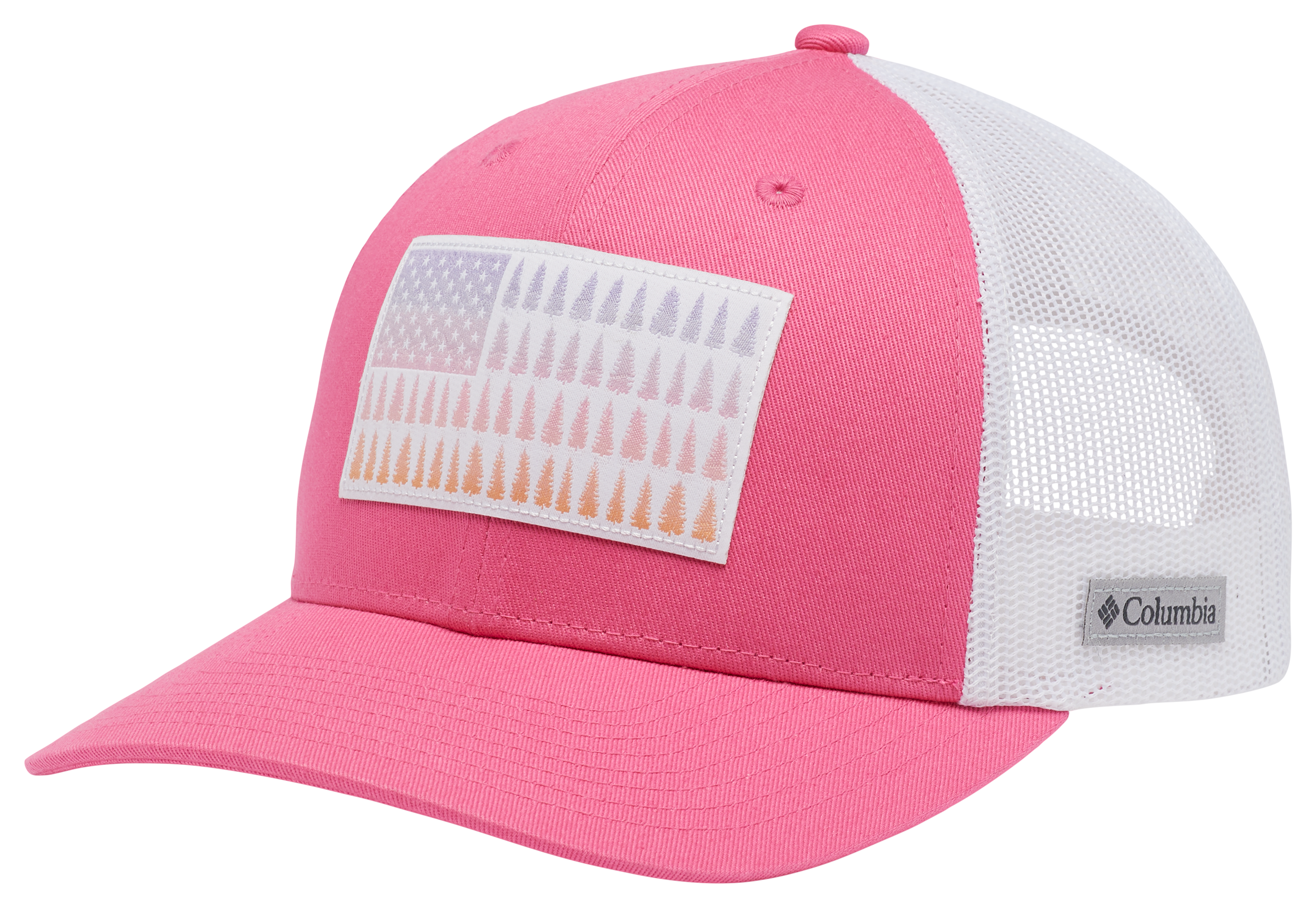 Columbia Tree Flag Mesh Snapback Cap for Ladies - Wild Geranium/White/Tree 