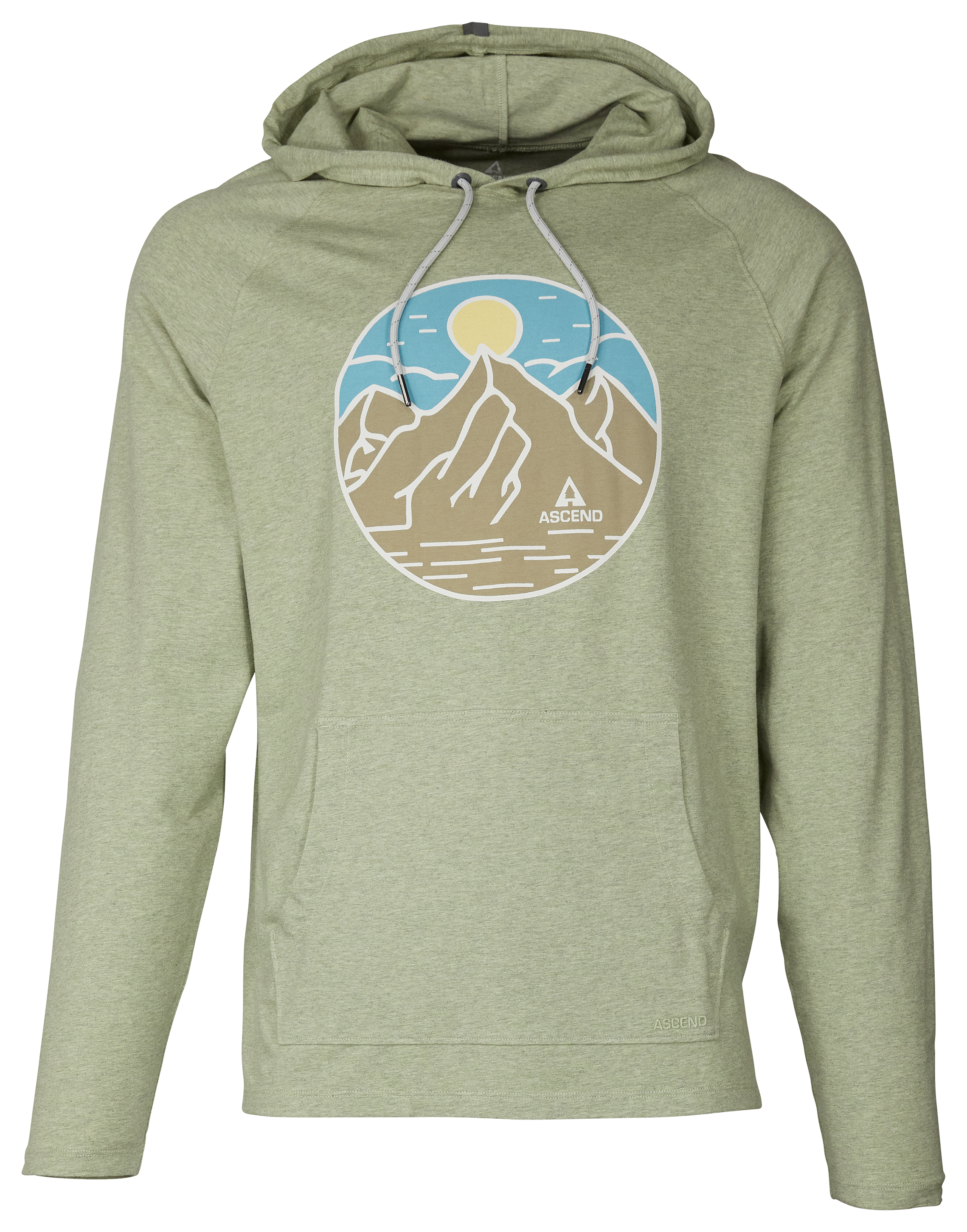 Ascend Mountain Sunset Raglan Long-Sleeve Hoodie For Men - Desert Sage Gree