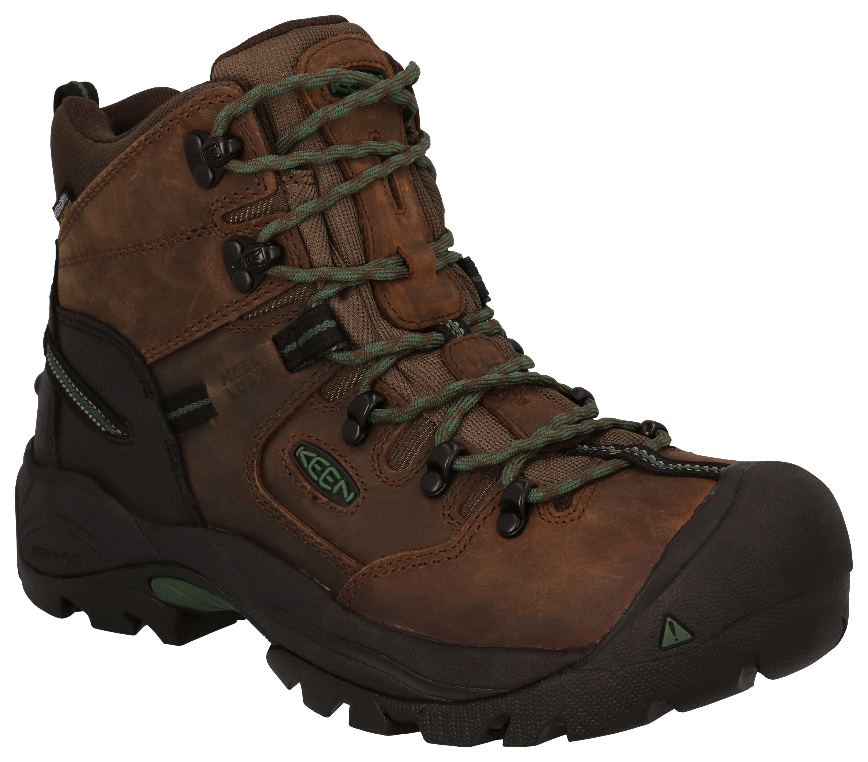 Image of KEEN Pittsburgh Energy Waterproof Carbon Toe Work Boots for Men - Cascade Brown/Green - 8.5M