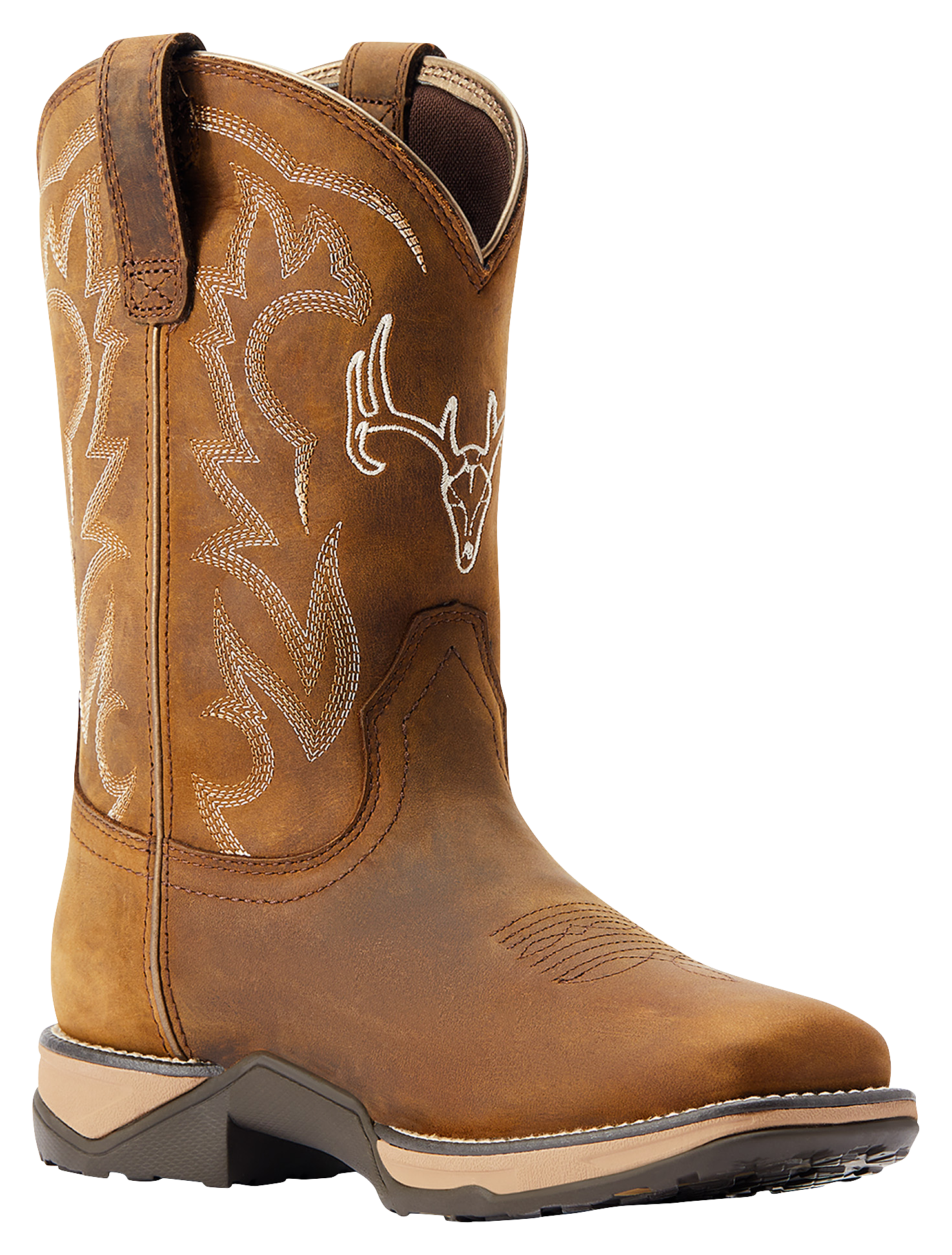 Image of Ariat Anthem Deer Waterproof Western Boots for Ladies - Distressed Brown - 6.5M