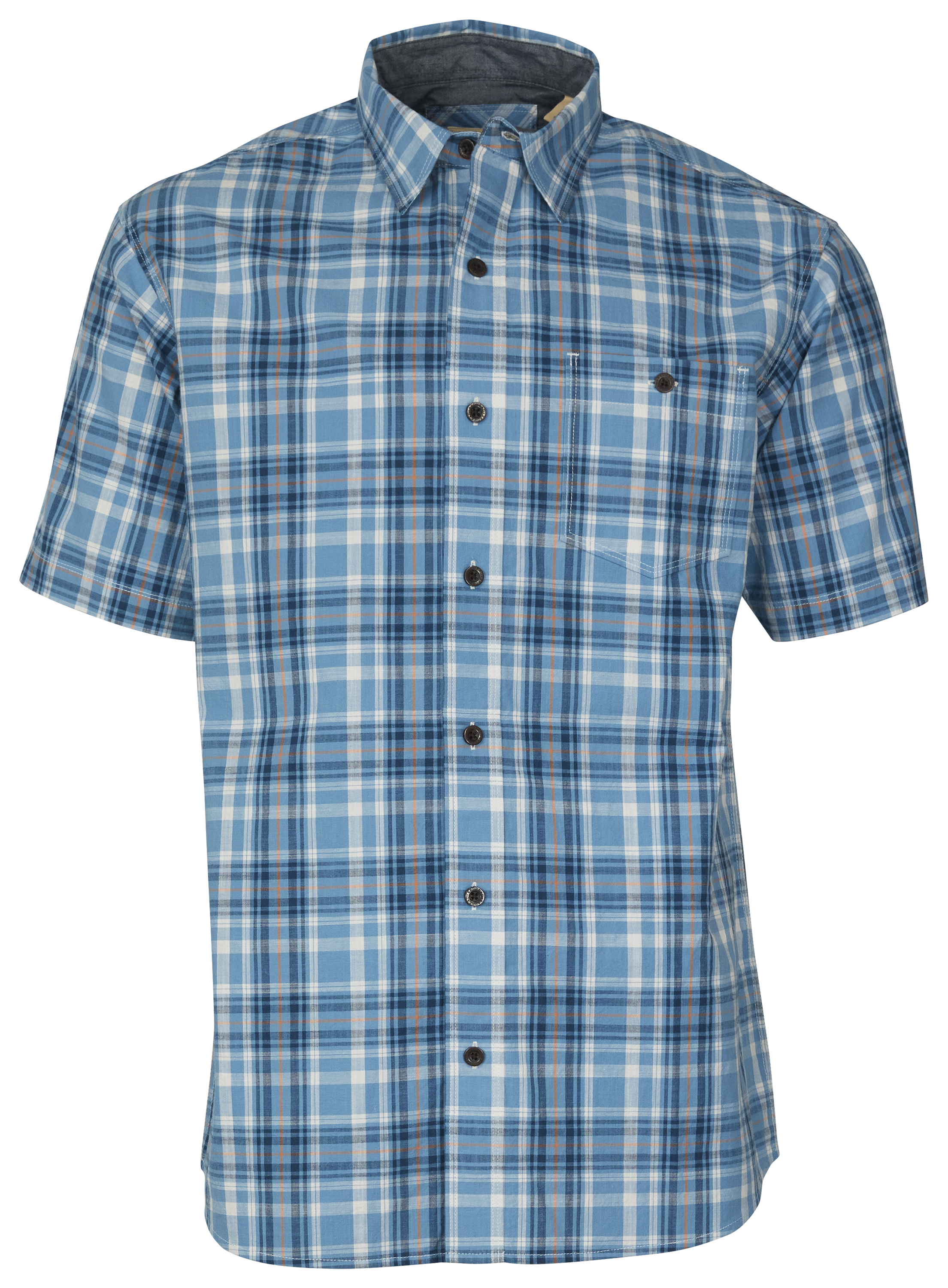 RedHead Yarn-Dyed Madras Plaid Short-Sleeve Shirt for Men - Aqua Navy Plaid - S