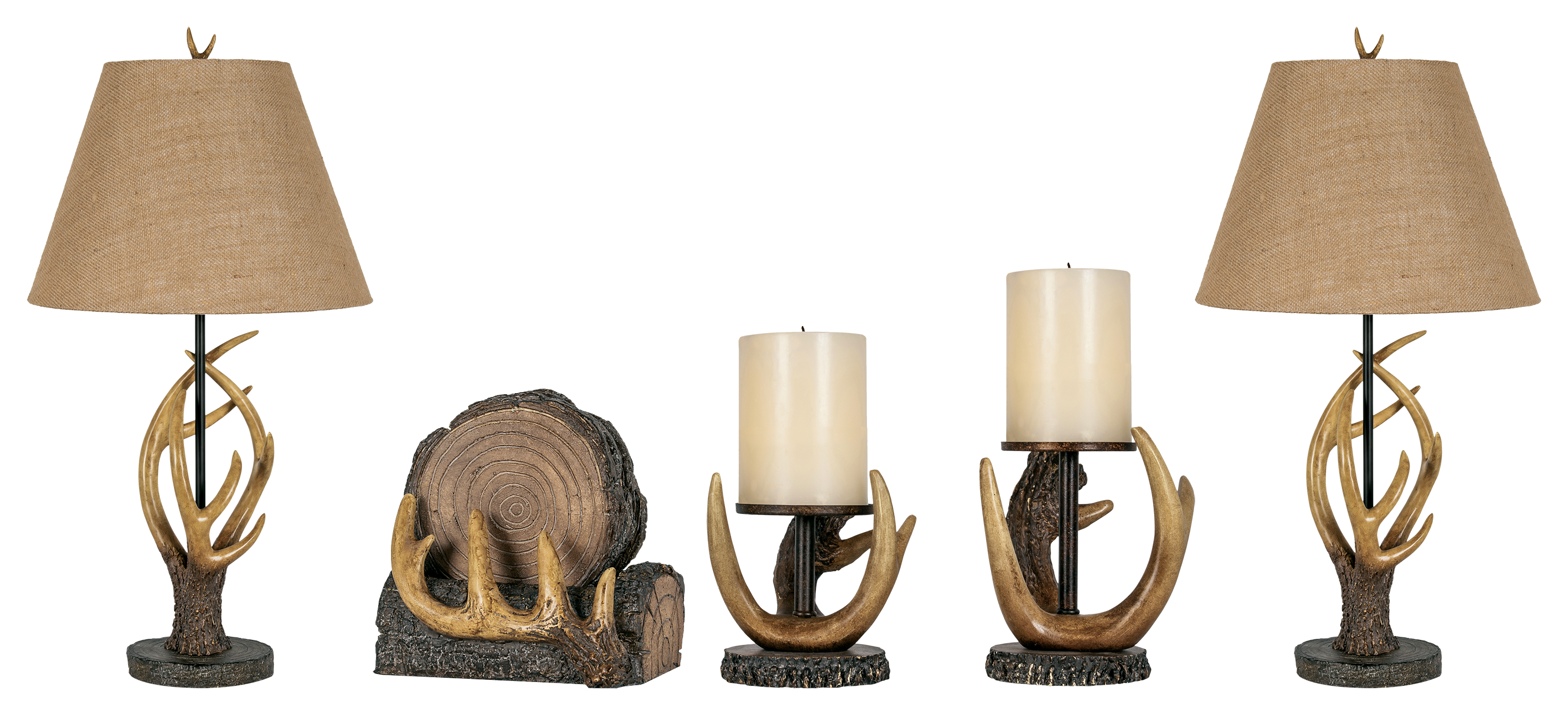 Image of White River Home Antler Decor 5-Piece Table Lamps and Accessories Set - California Residents