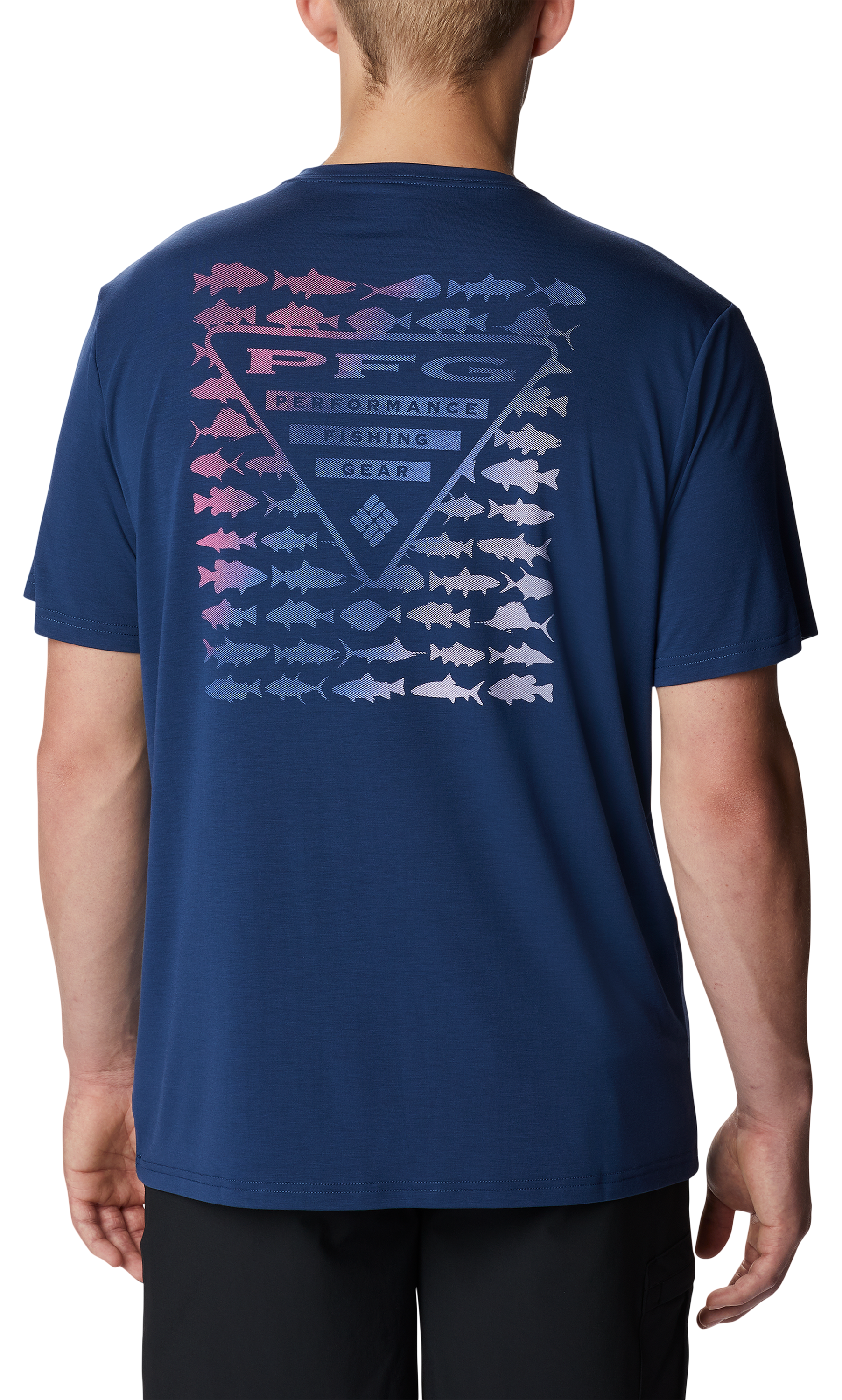 Columbia Men's PFG Triangle Fill Tech T-Shirt - M - Navy Blue