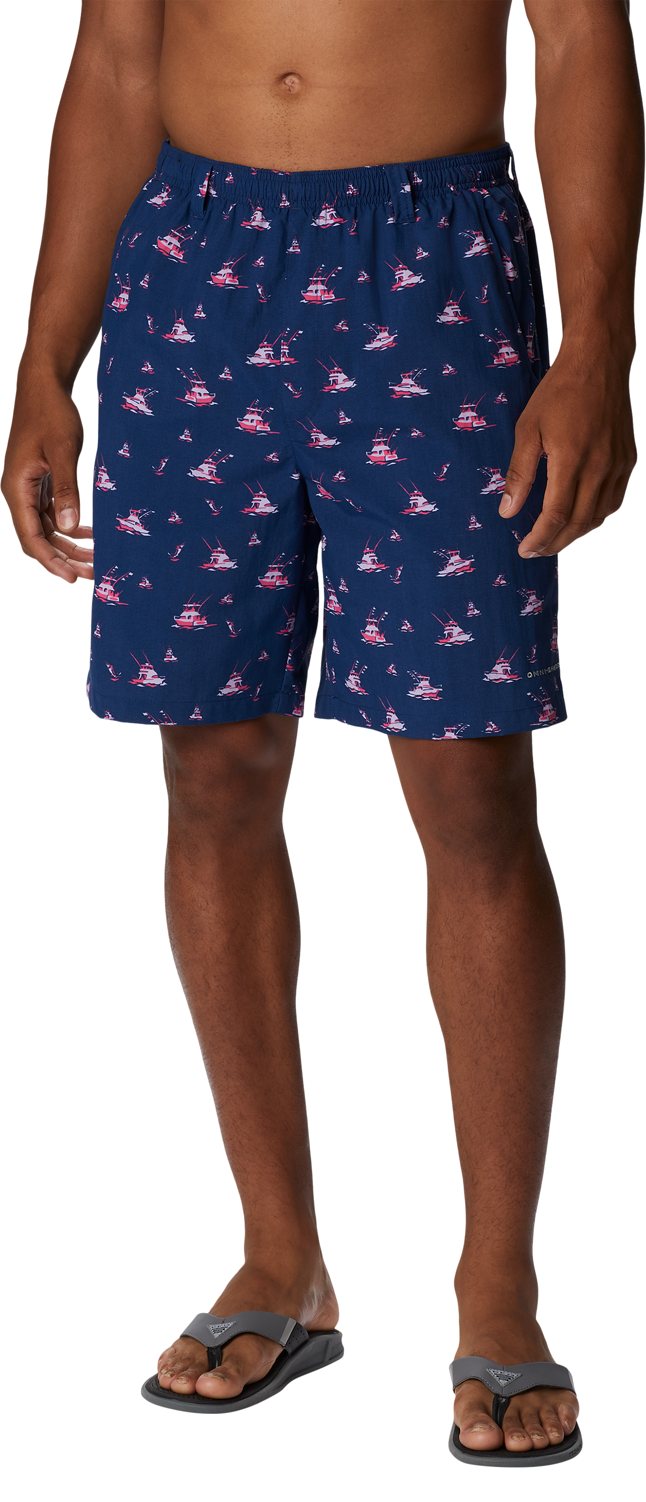 Image of "Columbia Super Backcast Swim Shorts for Men - Carbon Deep Sea Departure - 2XL - 6"""