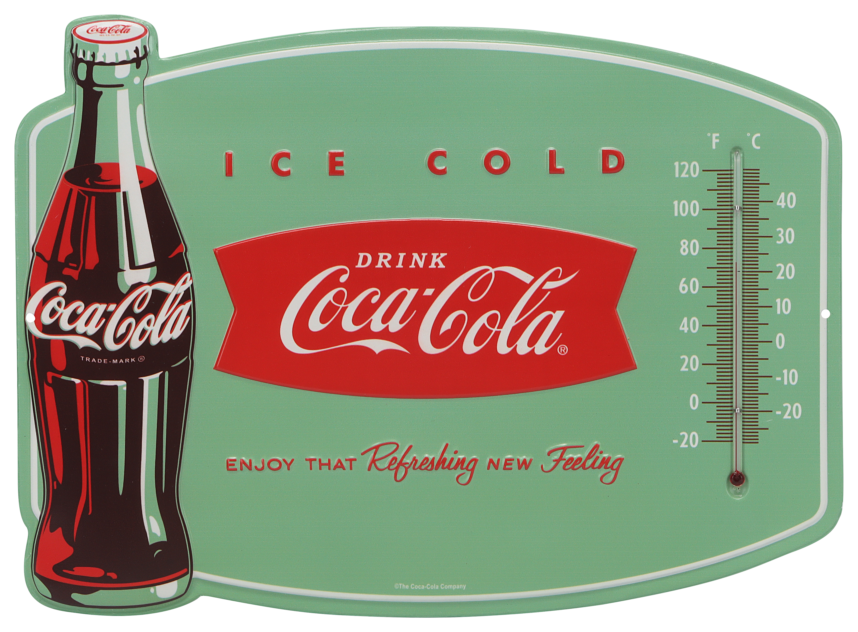 Open Road Brands Coca-Cola Ice Cold Metal Wall Thermometer