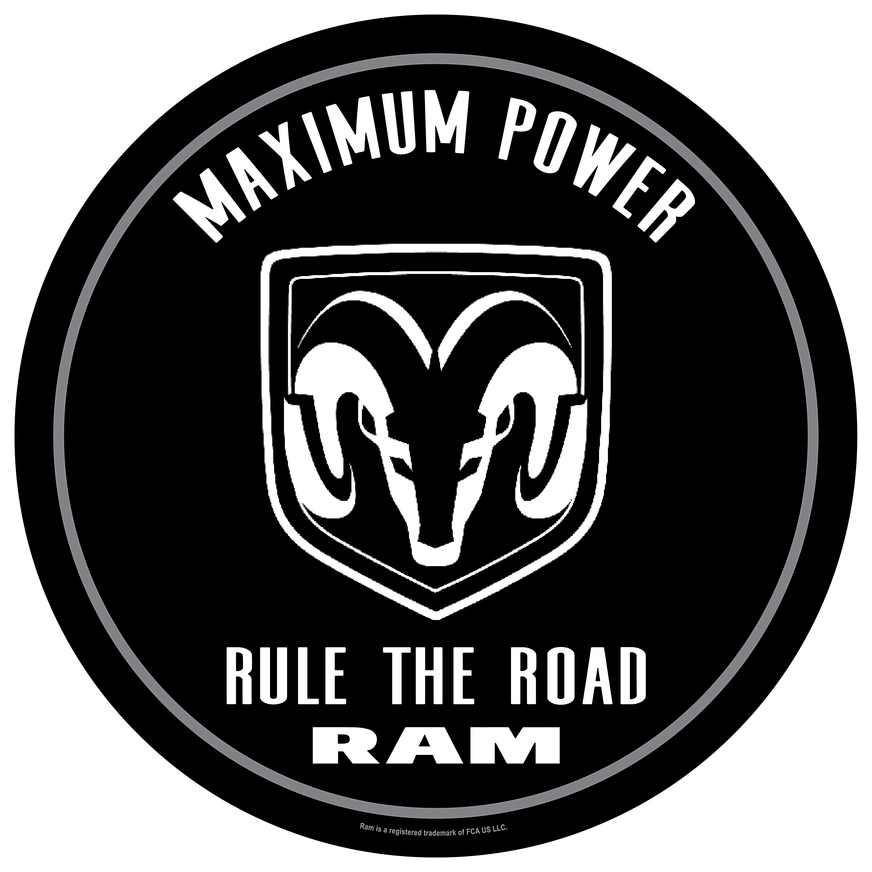 Open Road Brands Ram Rule the Road Round Metal Sign