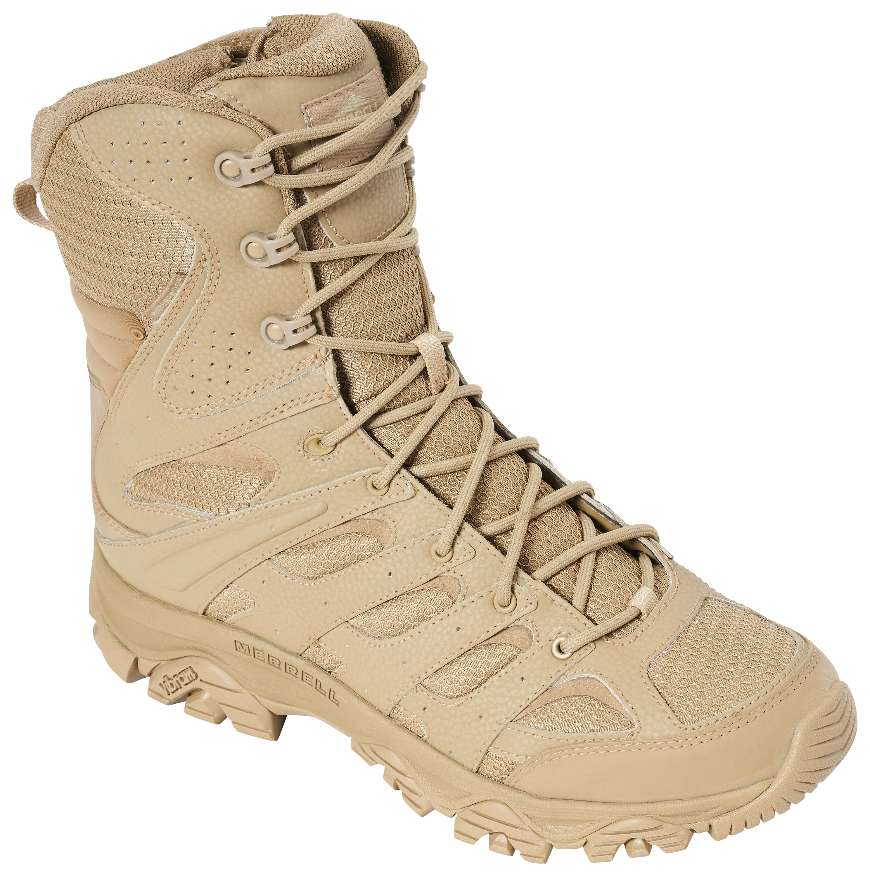 Image of Merrell MOAB 3 Waterproof Tactical Side-Zip Duty Boots for Men - Coyote - 8M