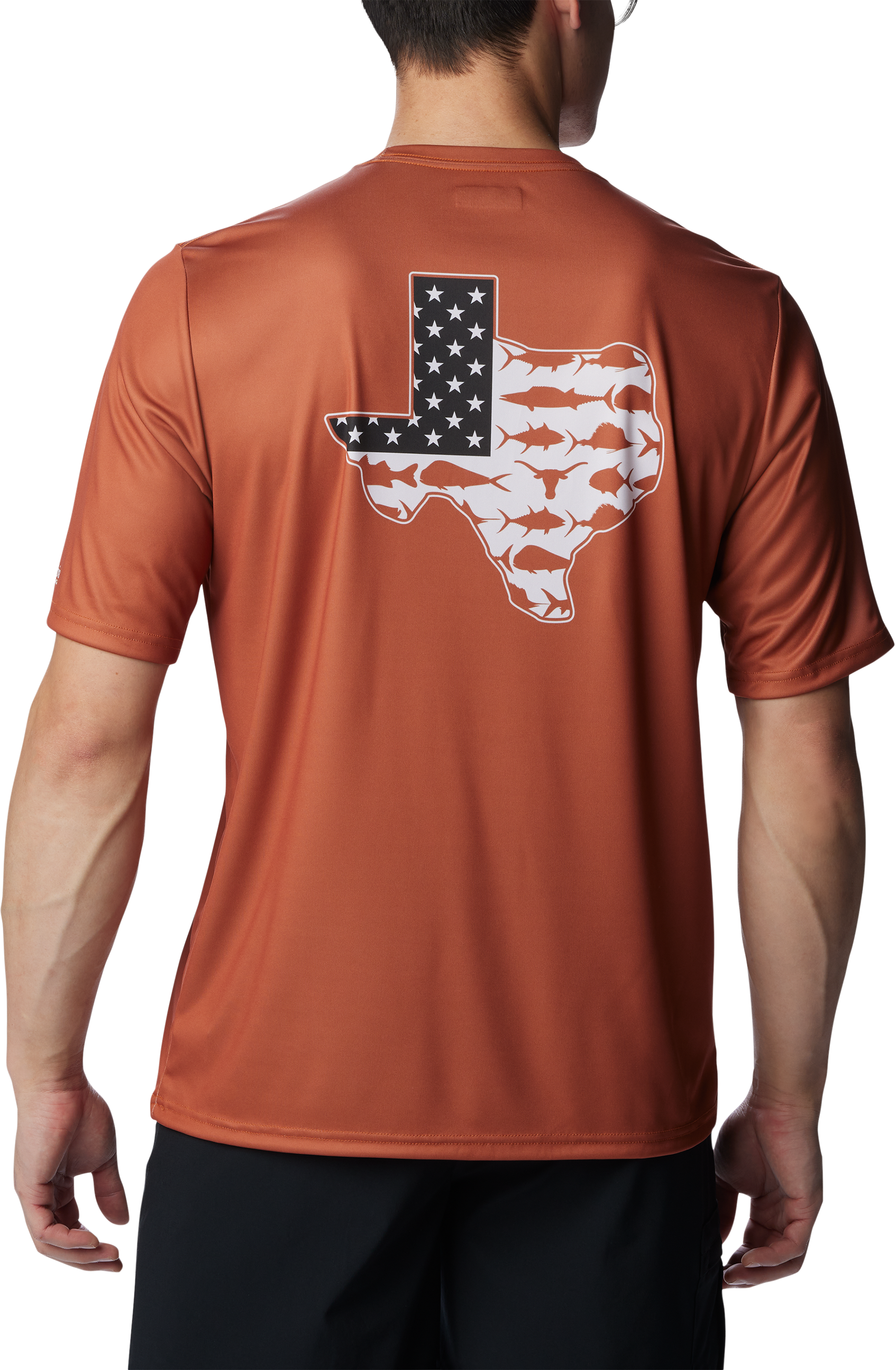 Image of Columbia PFG Terminal Tackle Collegiate Short-Sleeve Shirt for Men - University of Texas/Cedar