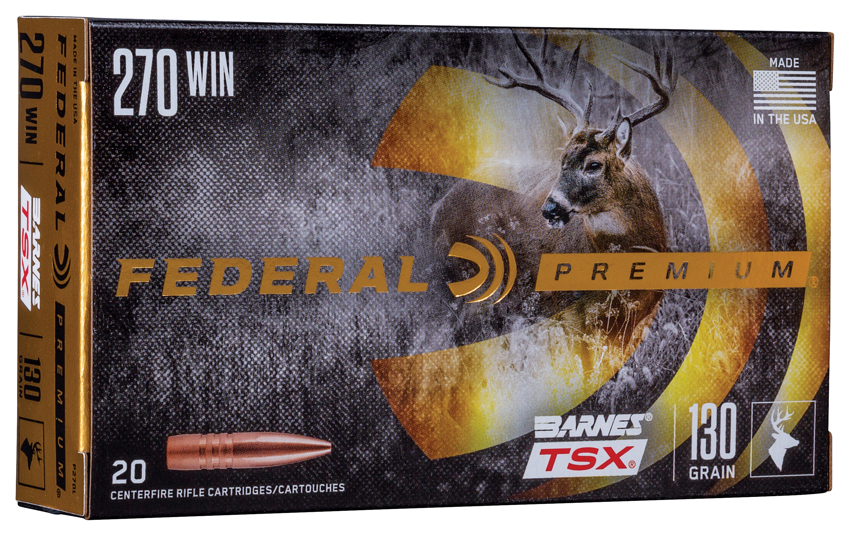 Federal Premium 270 Winchester 130 Grain Barnes TSX Centerfire Rifle Ammo