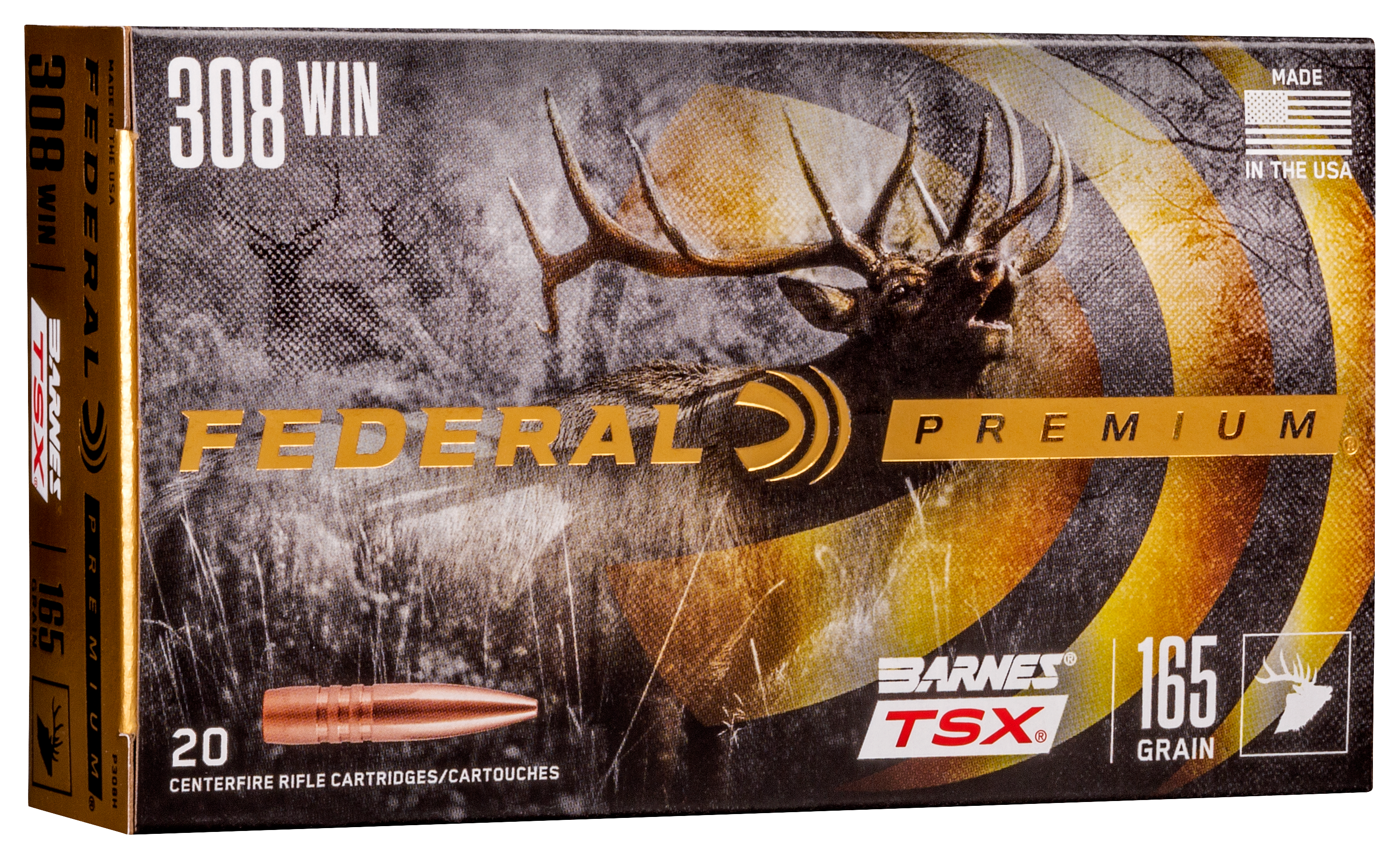 Federal Premium .308 Winchester 165 Grain Barnes TSX Centerfire Rifle Ammo