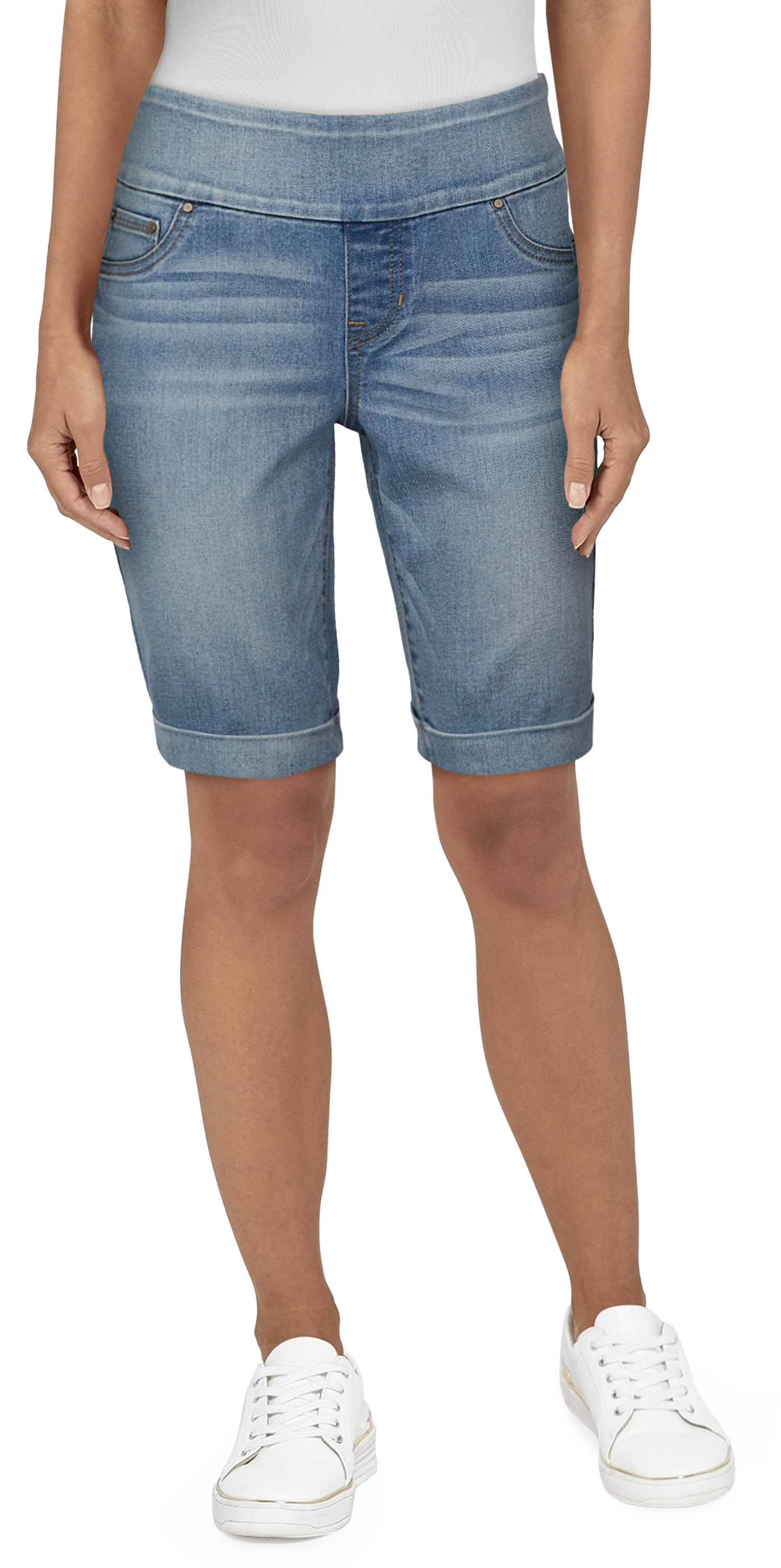 Natural Reflections Comfort Waist Bermuda Shorts for Ladies - Light Wash - 12