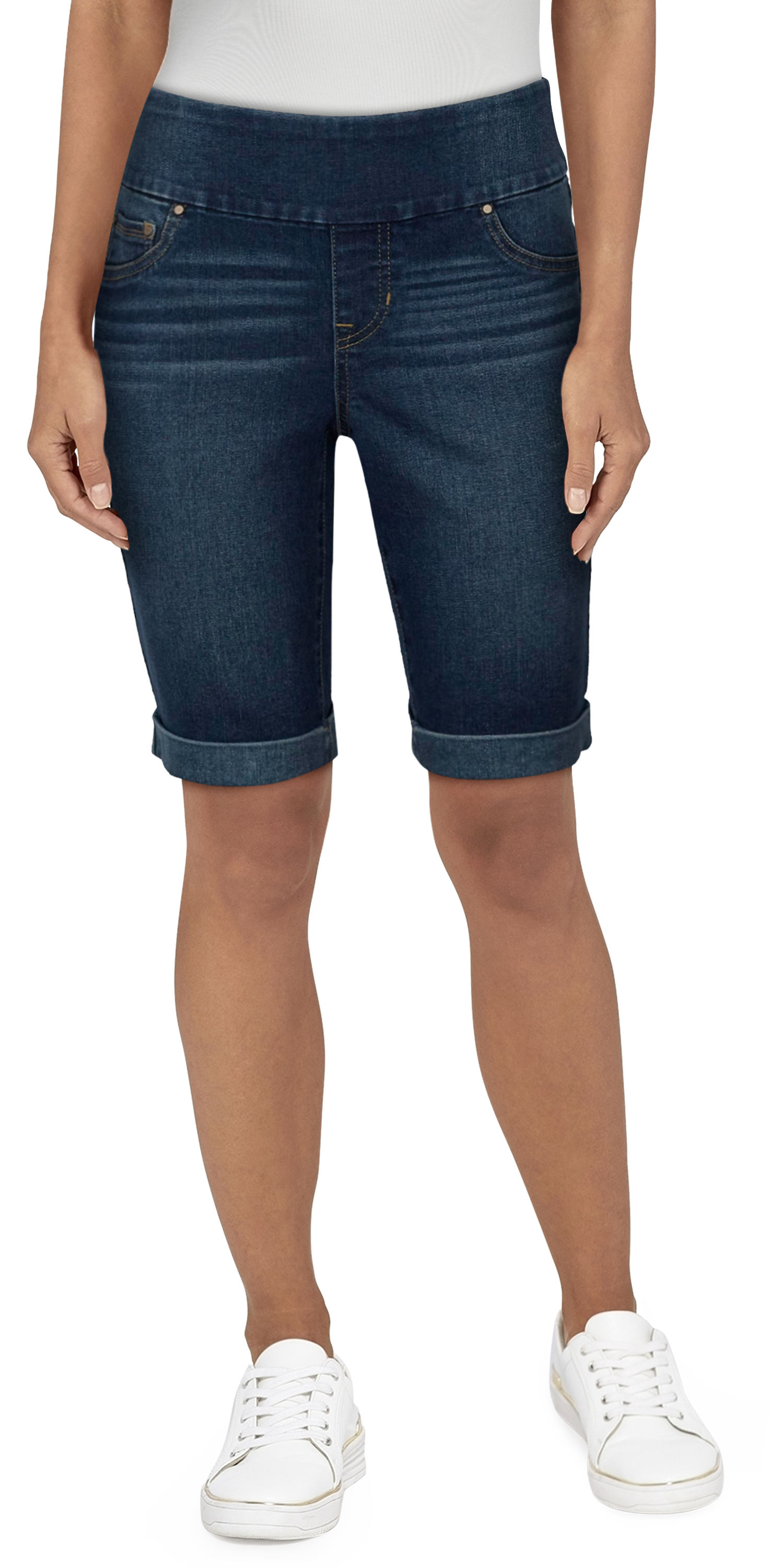 Natural Reflections Comfort Waist Bermuda Shorts for Ladies - Dark Wash - 12