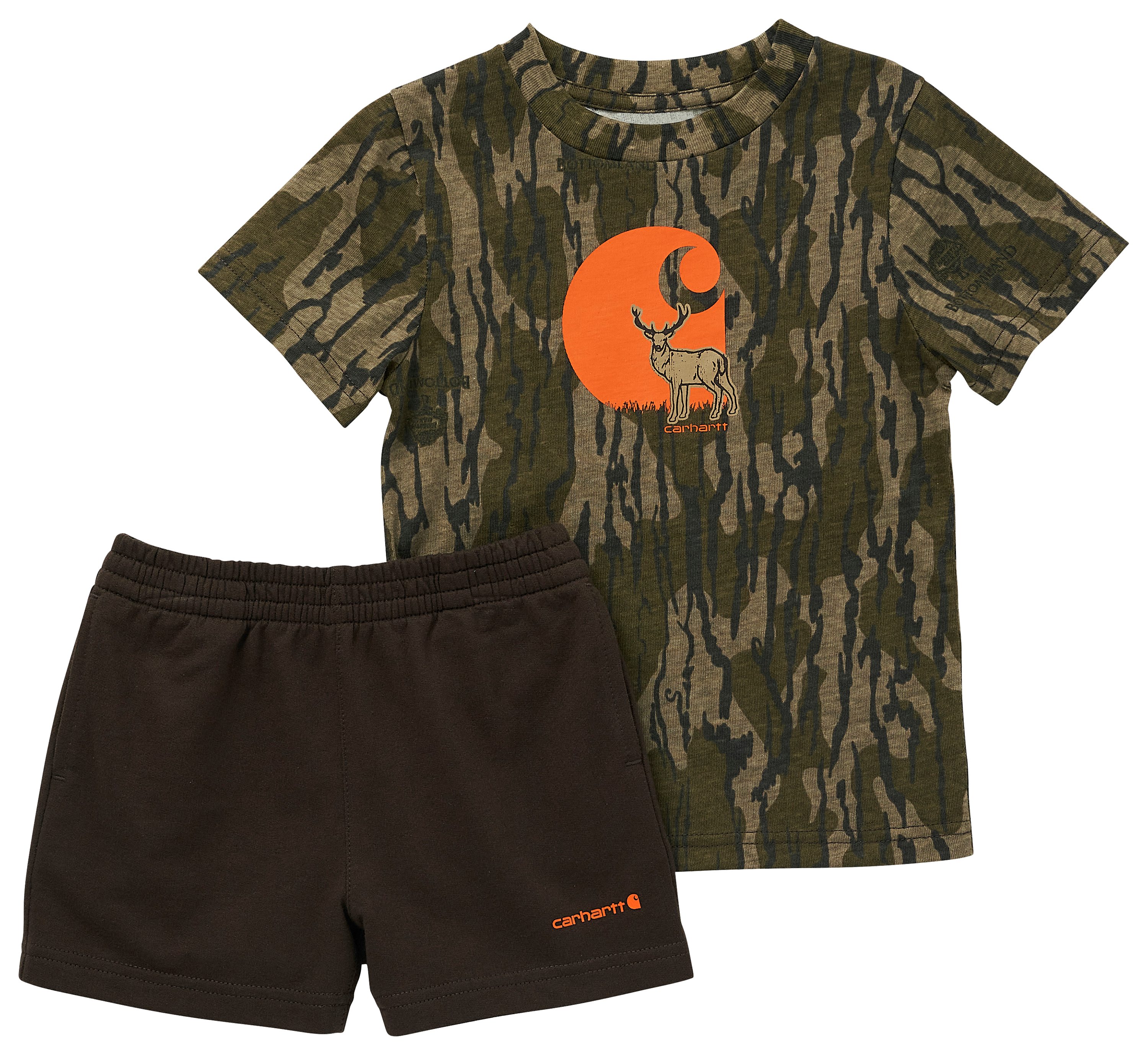 Carhartt Short-Sleeve T-Shirt and French Terry Shorts Set for Babies - Mossy Oak Original Bottomland - 6 Months