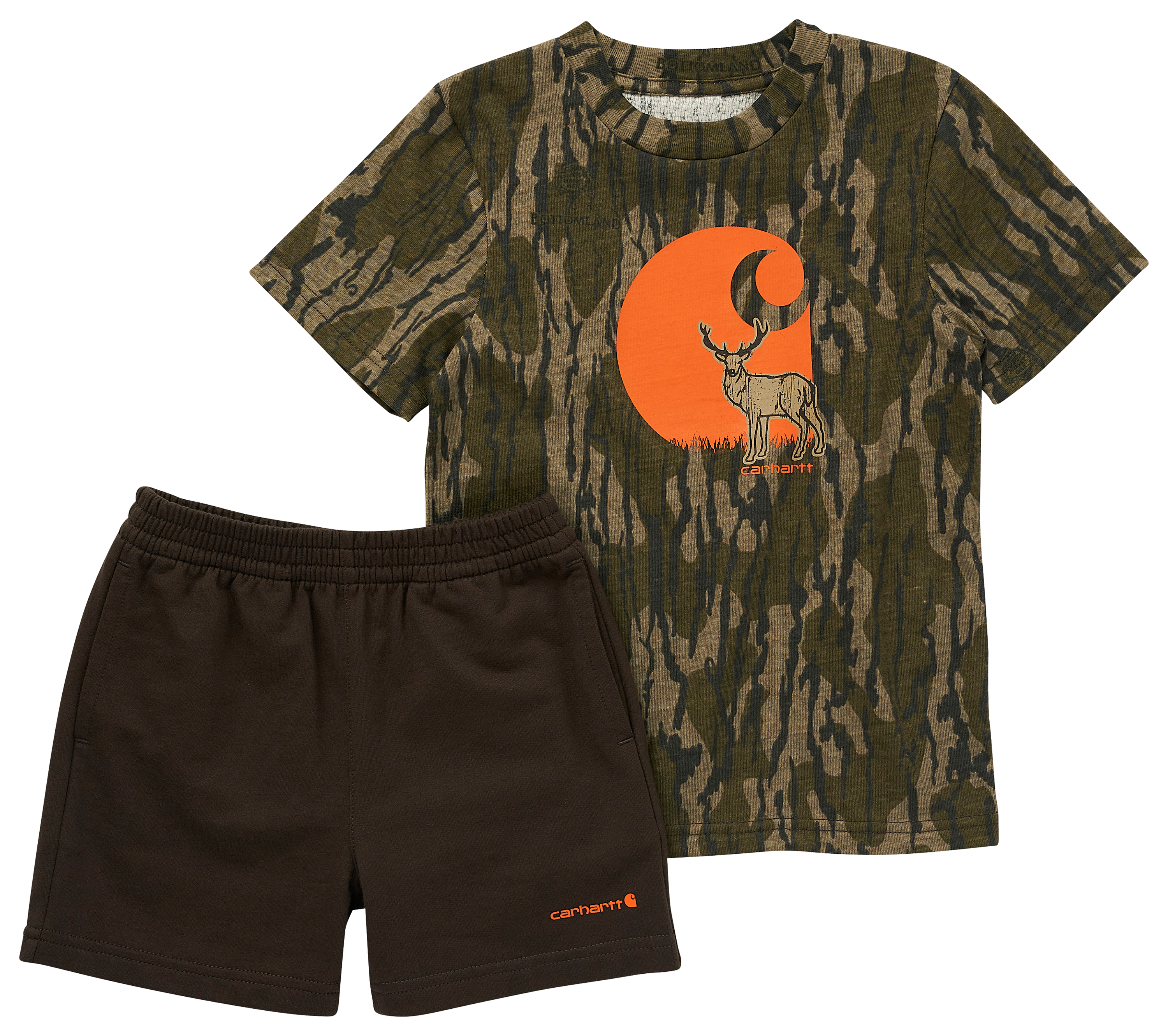 Carhartt Short-Sleeve T-Shirt and French Terry Shorts Set for Toddlers - Mossy Oak Original Bottomland - 2T