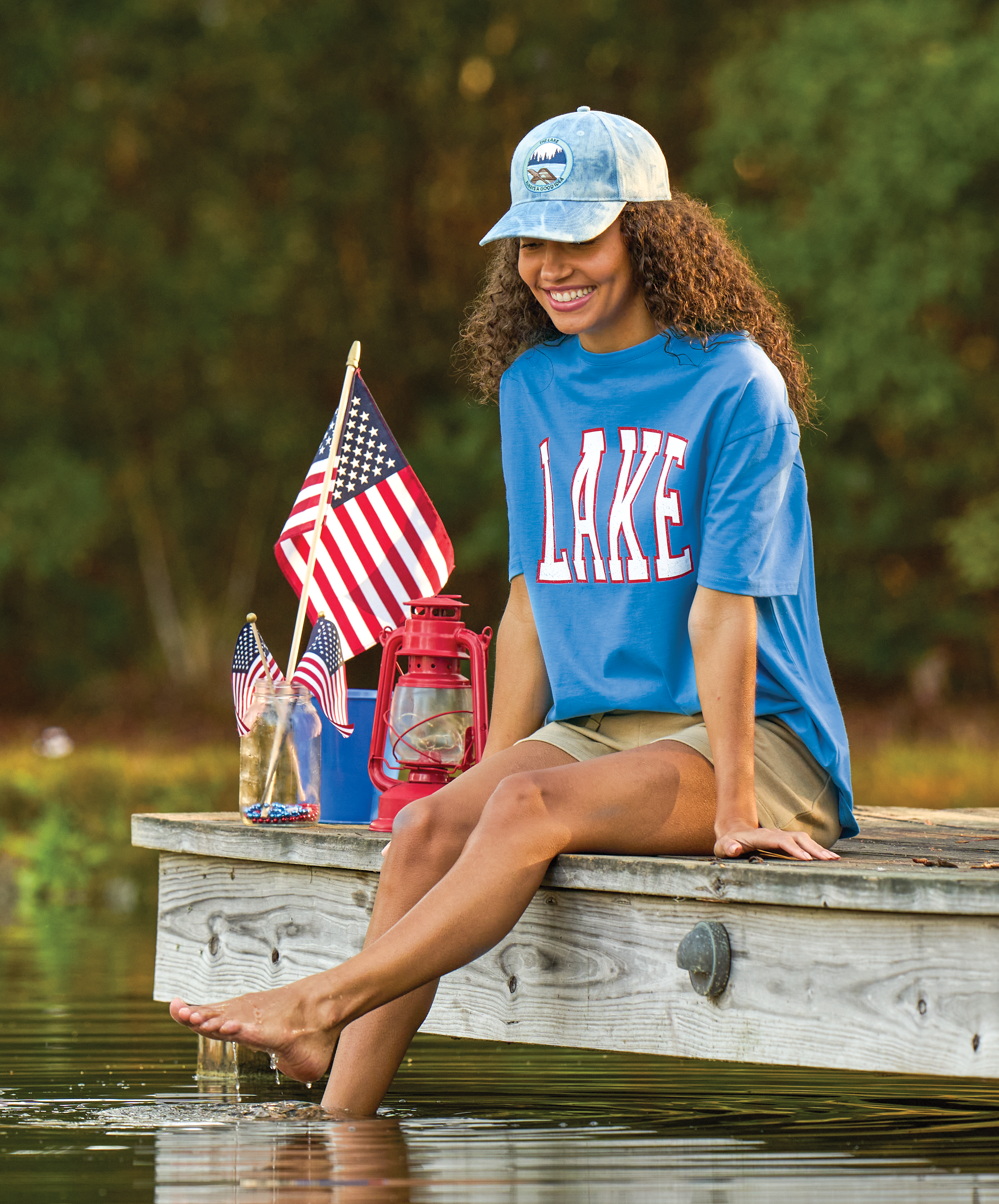 Image of Natural Reflections Lake Short-Sleeve T-Shirt - Azure Blue - 1X