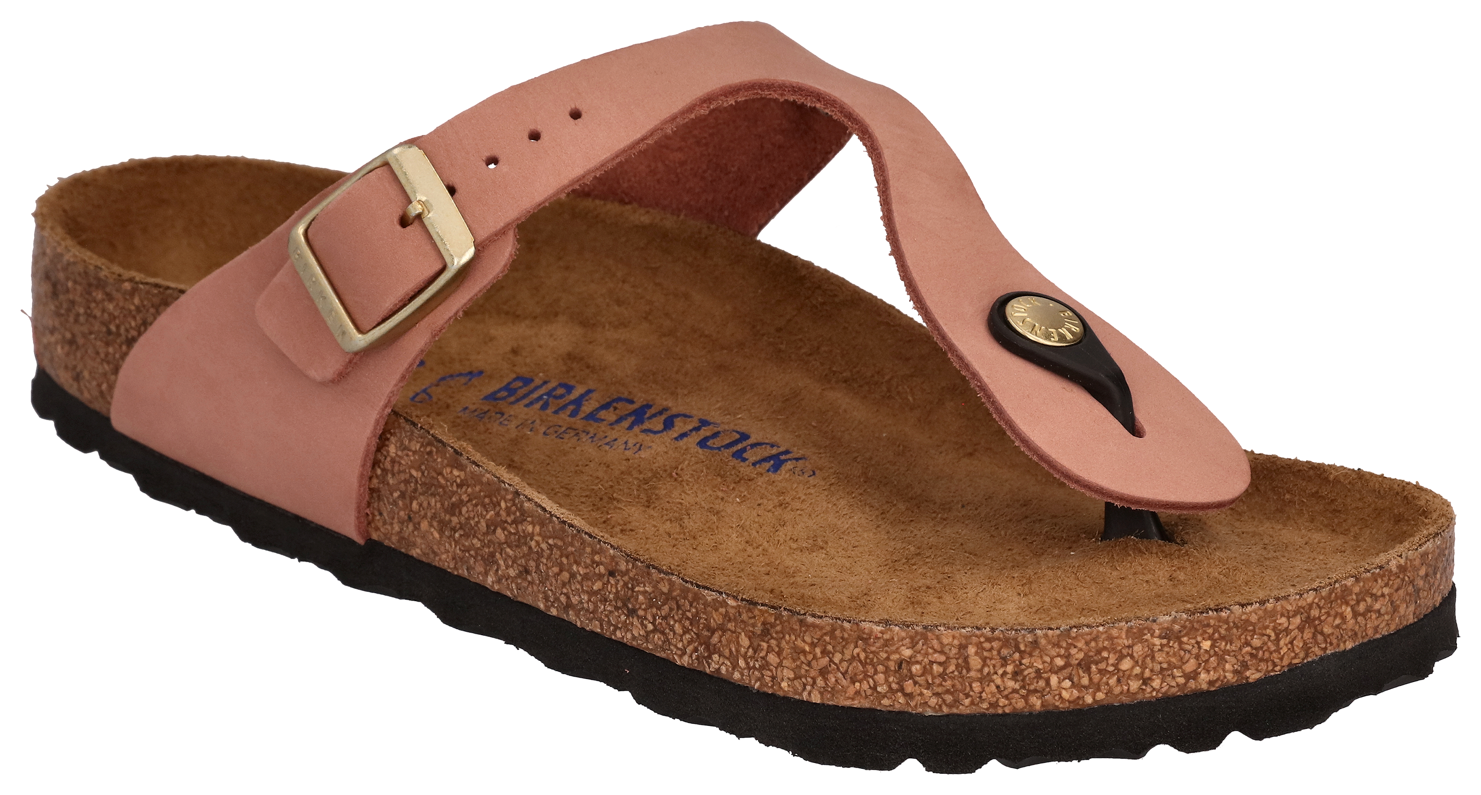 Birkenstock Gizeh Soft Footbed Nubuck-Leather Thong Sandals for Ladies - Old Rose - 40M