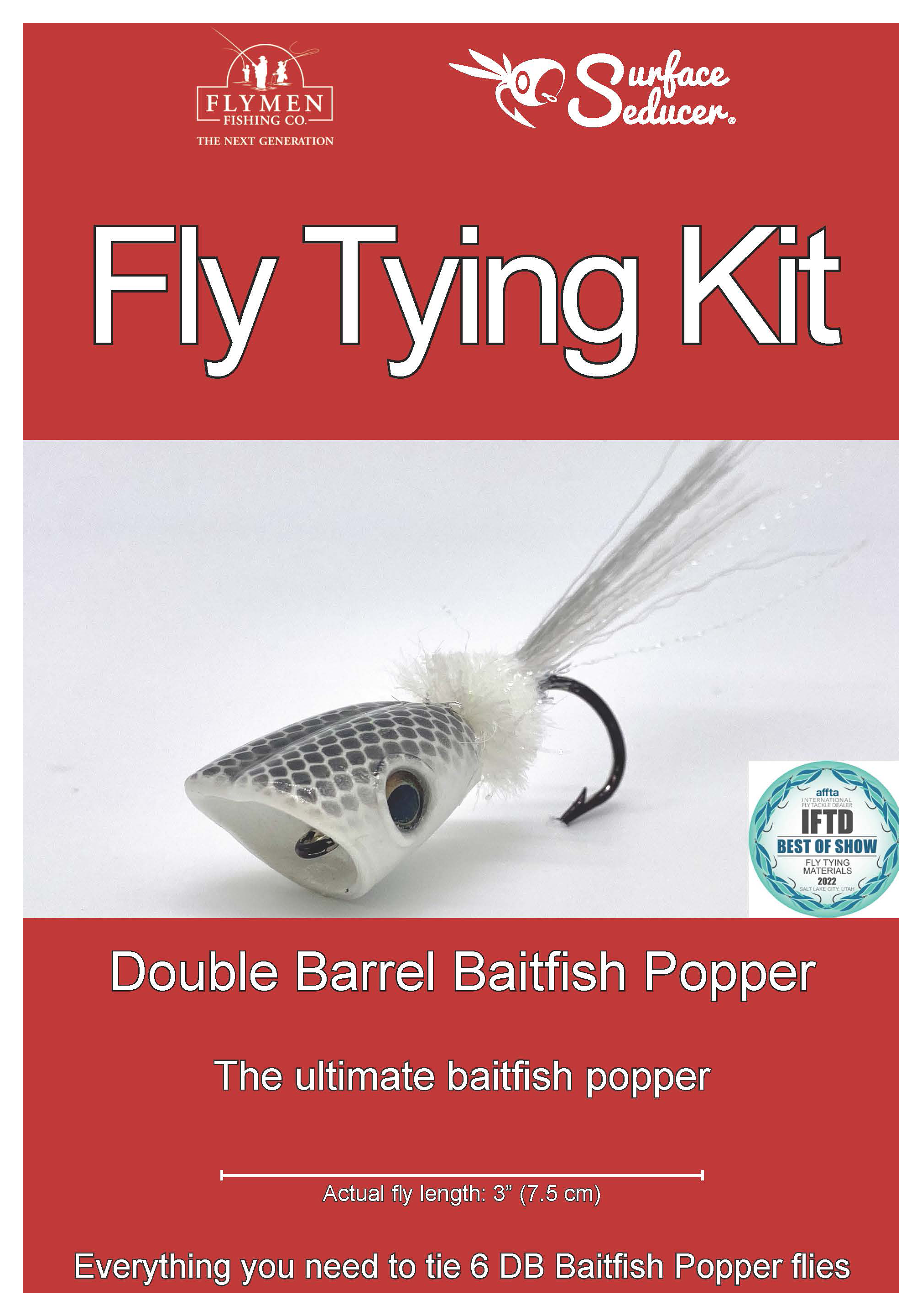 Flymen Fishing Company Fishing Double Barrel Baitfish Popper Fly-Tying Kit