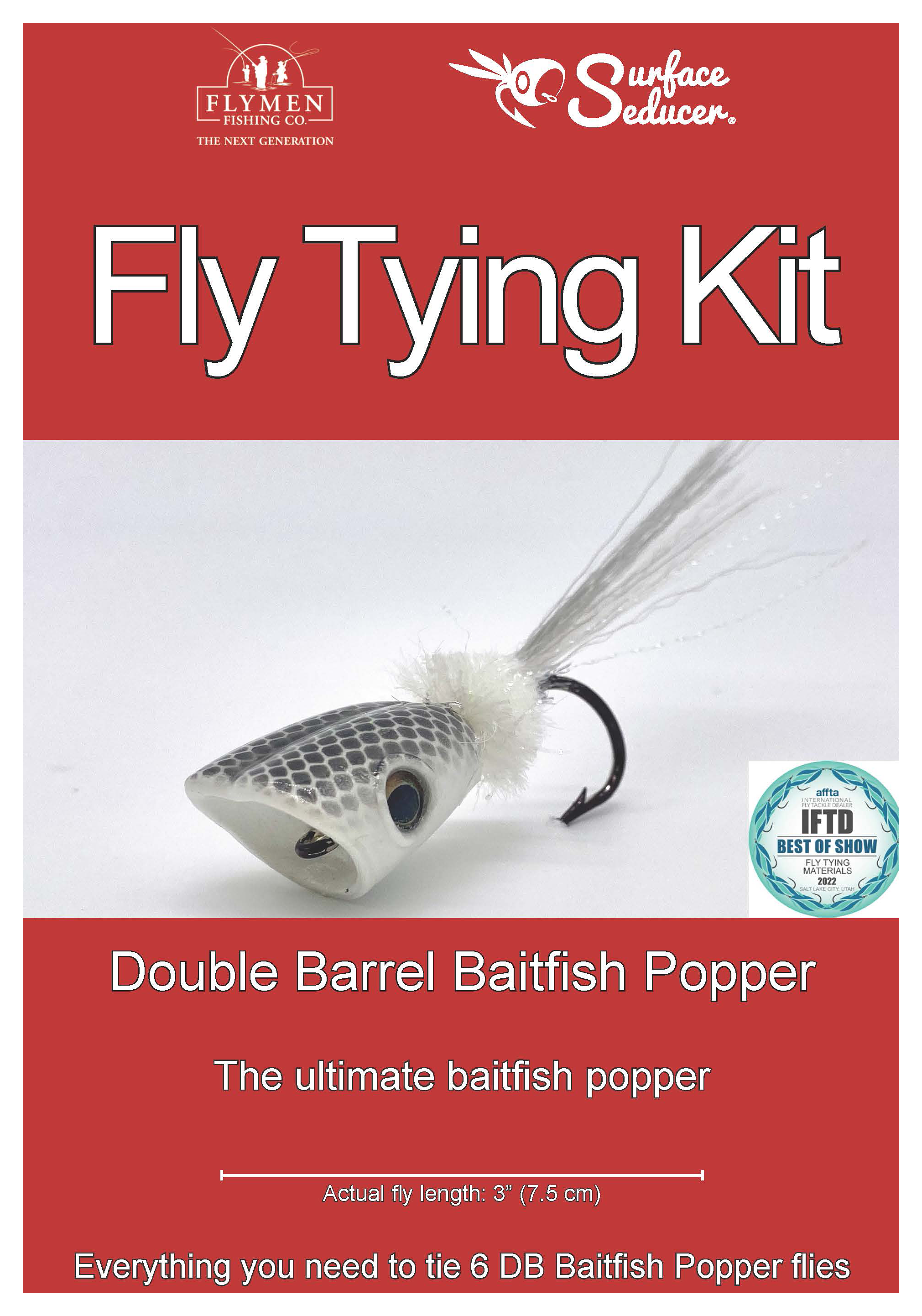 FLYMEN FISHING CO mpany Fishing Double Barrel Baitfish Popper Fly-Tying Kit