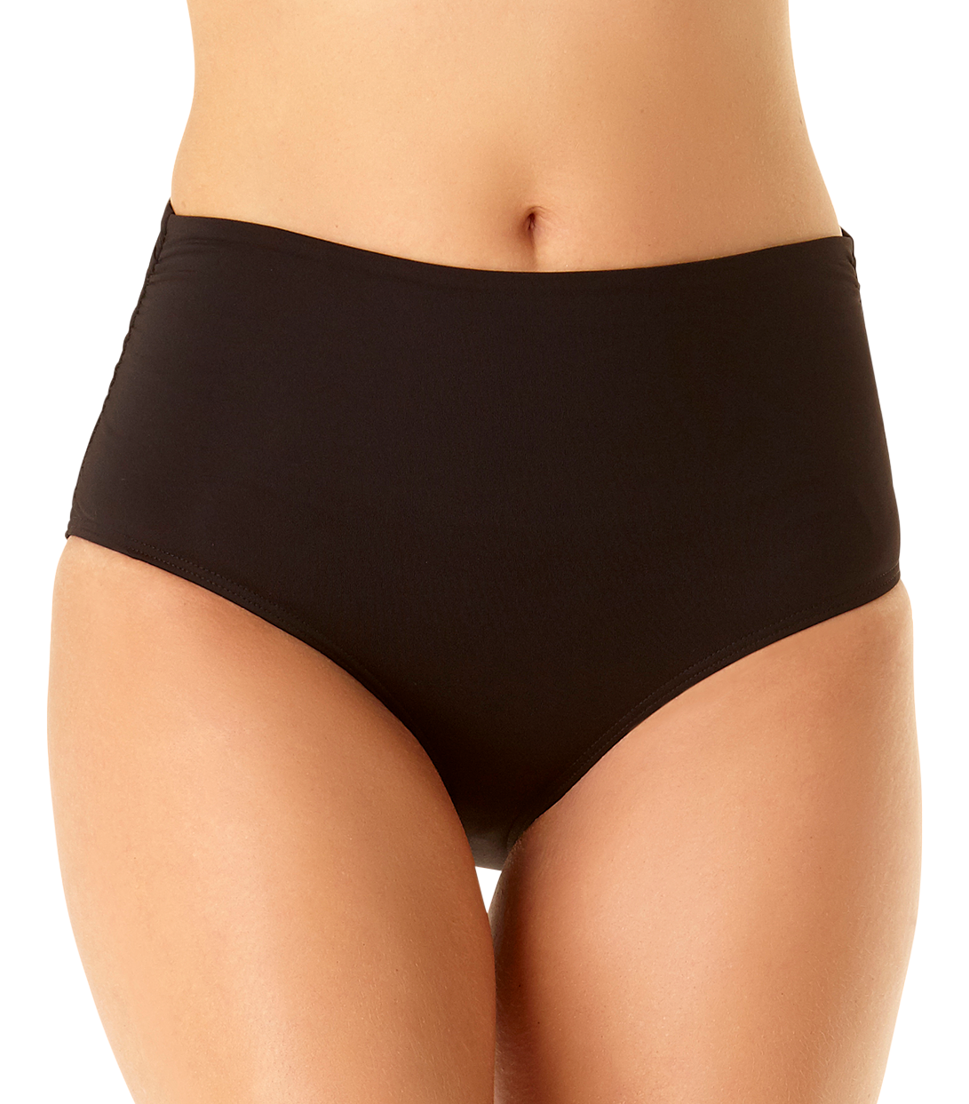 Image of Anne Cole High-Waisted Shirred Swim Bottoms - Black - L