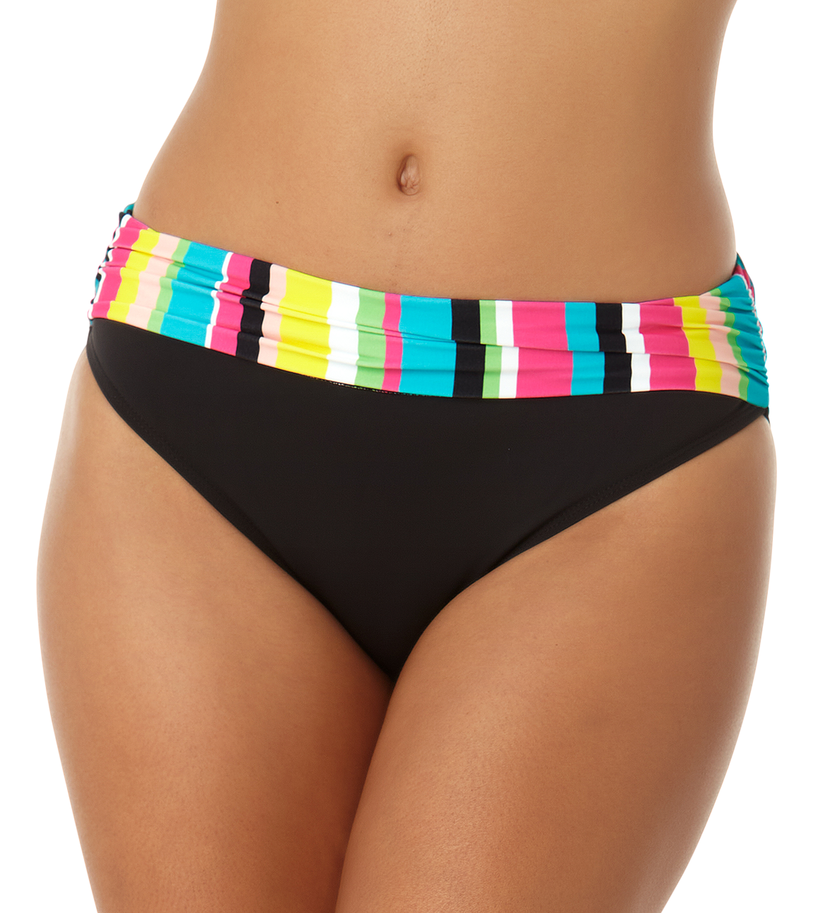Anne Cole Fold-Over Swim Bottoms for Ladies - Lawnchair Stripe - M