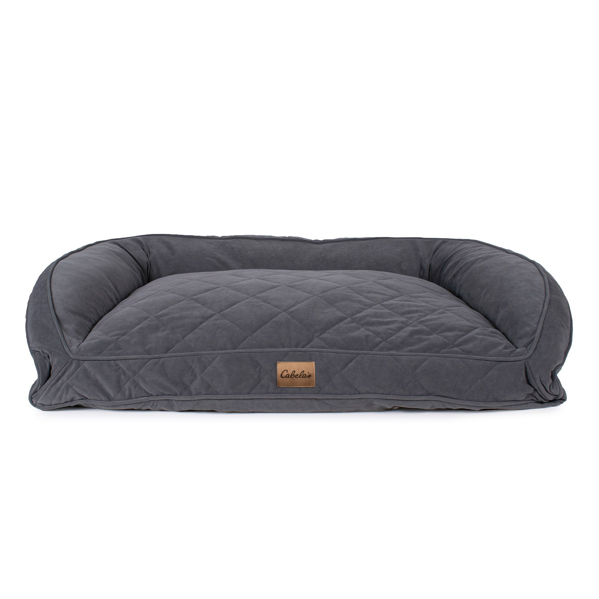 Cabela's Quilted Microfiber Bolster Pet Bed - Grey - L/XL - Cabela's
